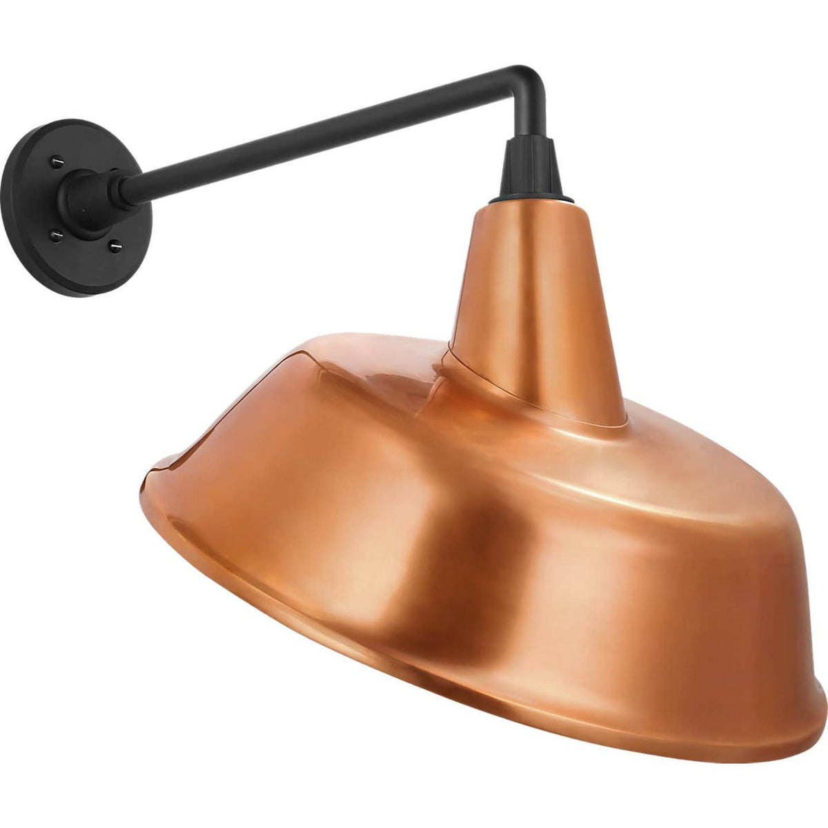 Thomas O'Brien Academy 17.5" Mack Barn Light in Matte Black with 16" Soft Copper Tilted Bowers Shade W16" x H18.5" x E22.25"