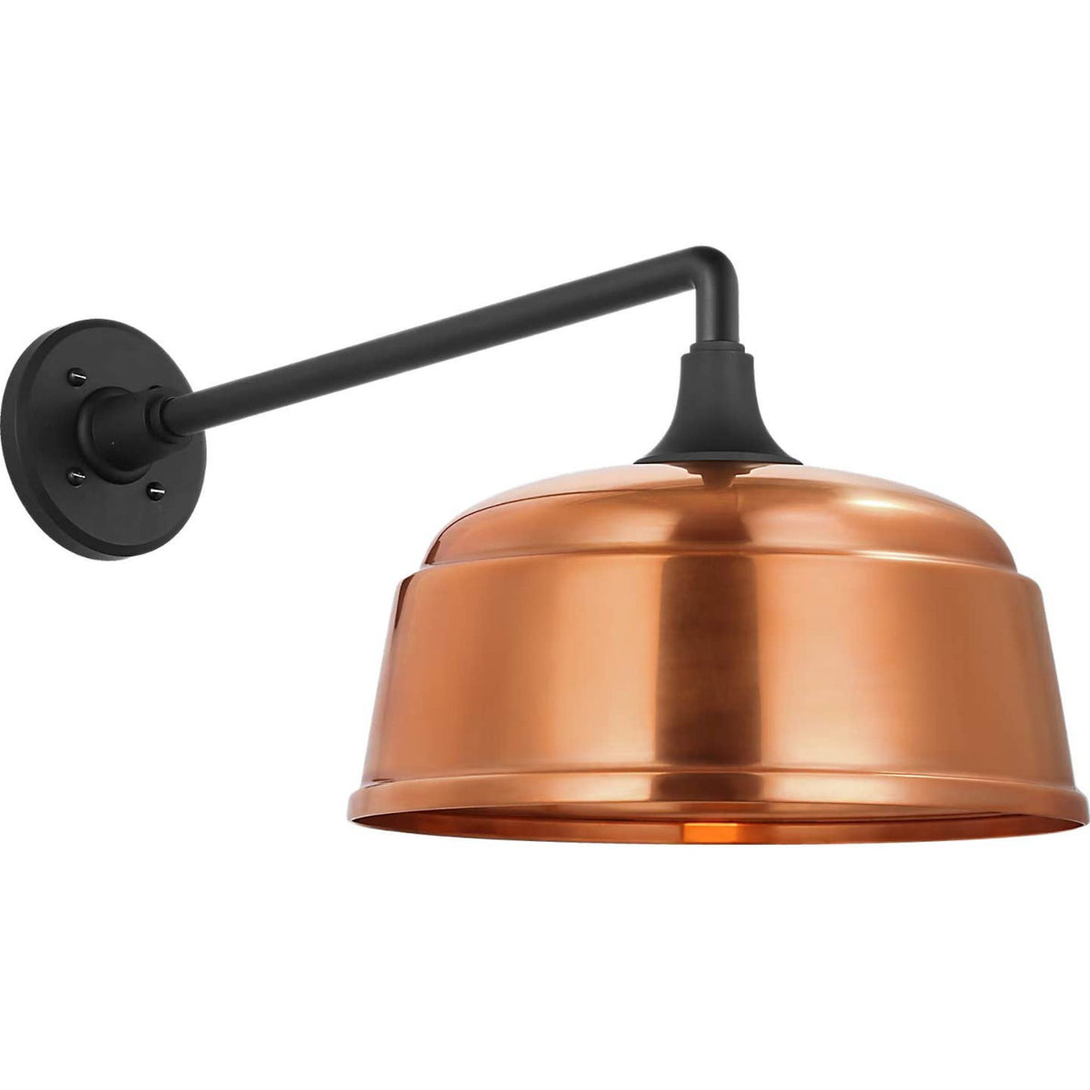 Thomas O'Brien Academy 17.5" Mack Barn Light in Matte Black with 12.5" Soft Copper Rockhouse Shade W12.5" x H12" x E23.5"