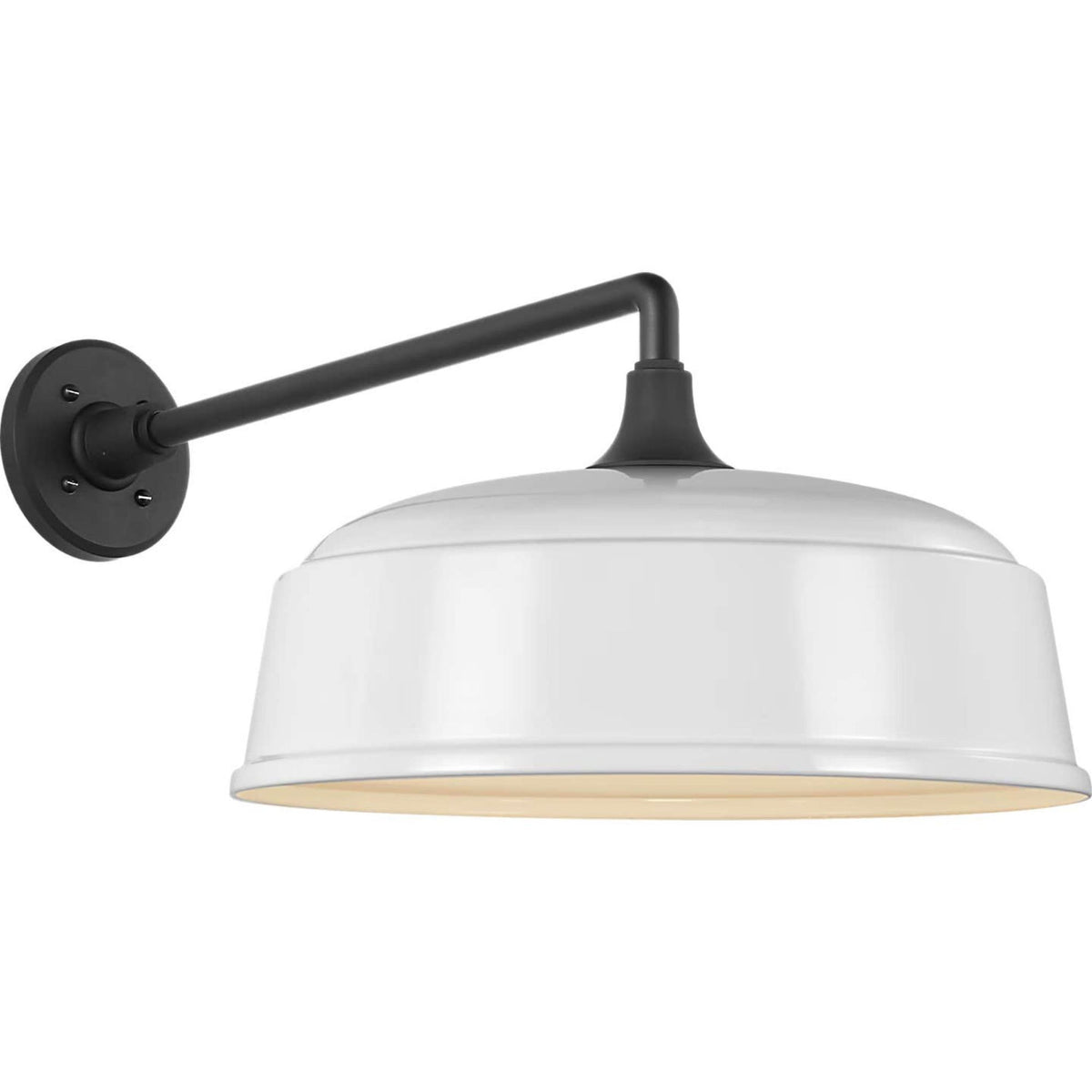 Thomas O'Brien Academy 17.5" Mack Barn Light in Matte Black with 16" White Rockhouse Shade W16" x H12" x E25.25"