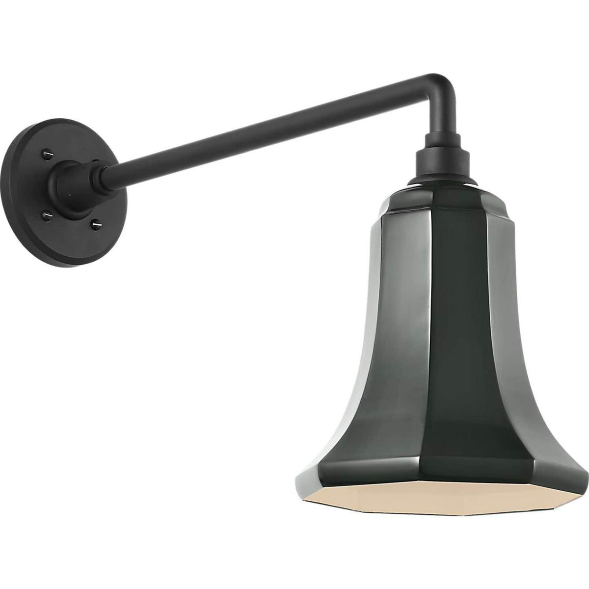 Thomas O'Brien Academy 17.5" Mack Barn Light in Matte Black with 7.5" Green Savannah Shade W7.5" x H13.75" x E21"