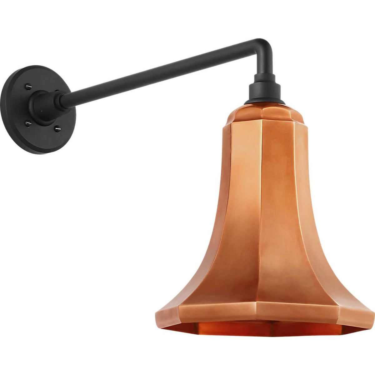 Thomas O'Brien Academy 17.5" Mack Barn Light in Matte Black with 9.25" Soft Copper Savannah Shade W9.25" x H15.5" x E22"