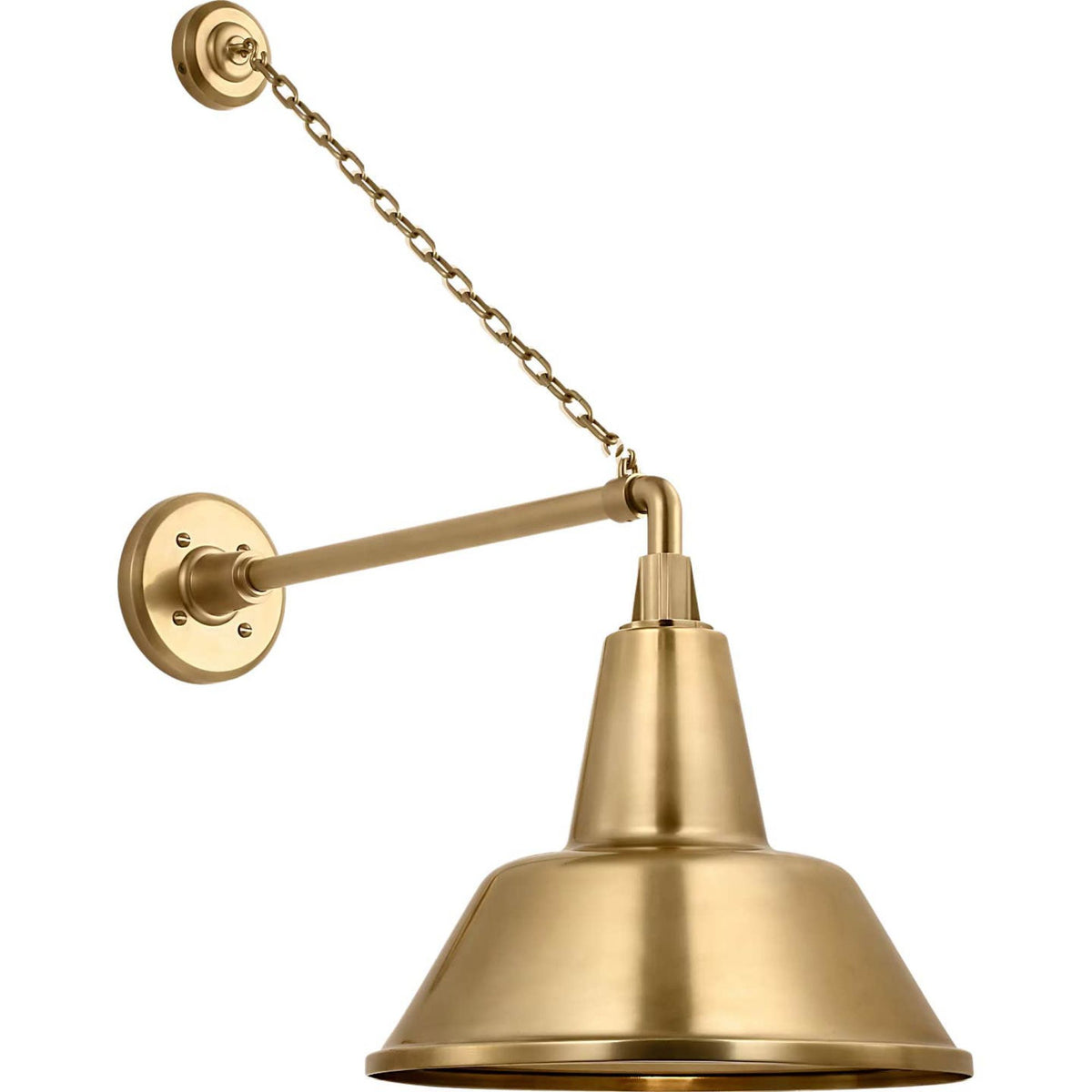 Thomas O'Brien Academy 17.5" Anchored Mack Barn Light in Hand-Rubbed Antique Brass with 12.5" Bowers Shade W12.5" x H27.5" x E23.5"