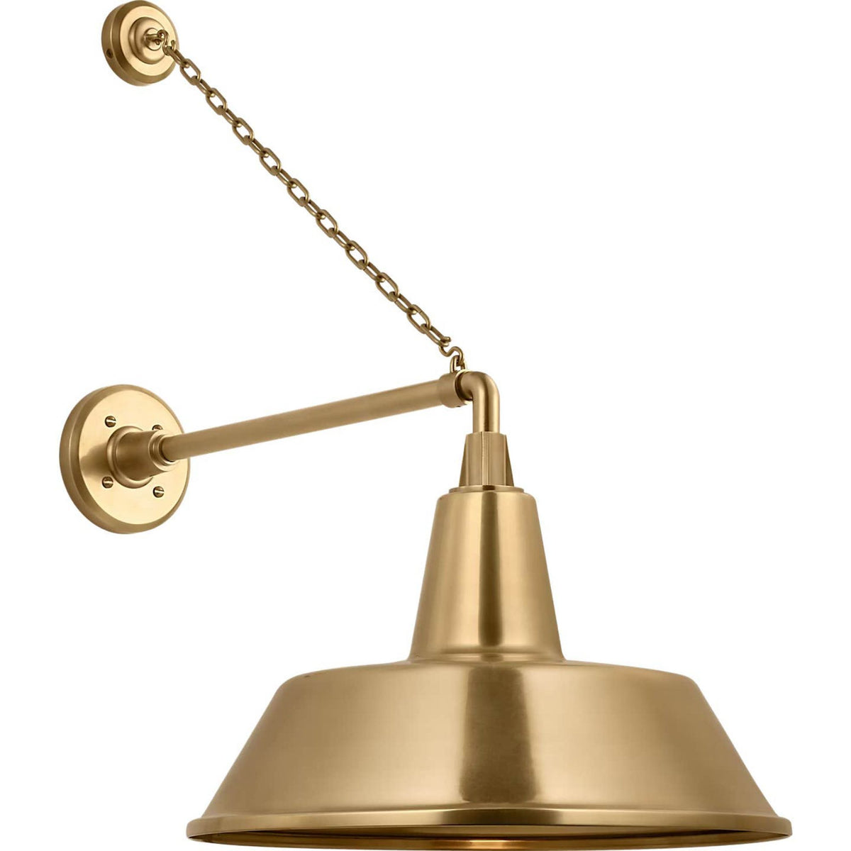 Thomas O'Brien Academy 17.5" Anchored Mack Barn Light in Hand-Rubbed Antique Brass with 16" Bowers Shade W16" x H27.5" x E25.25"