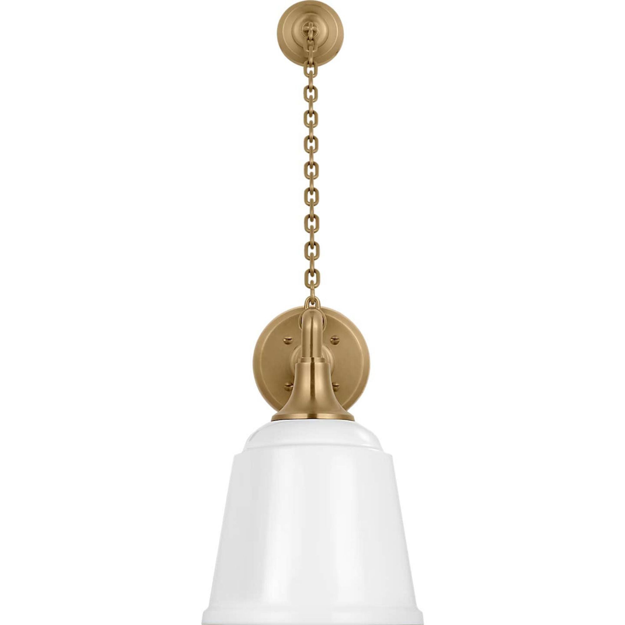 Thomas O'Brien Academy 17.5" Anchored Mack Barn Light in Hand-Rubbed Antique Brass with 8" White Rockhouse Shade W8" x H26.25" x E21.25"