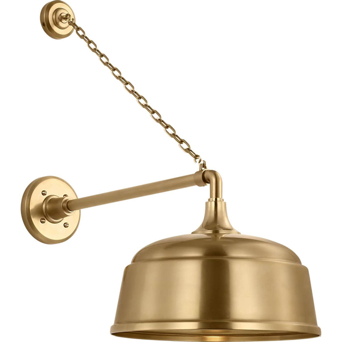 Thomas O'Brien Academy 17.5" Anchored Mack Barn Light in Hand-Rubbed Antique Brass with 12.5" Rockhouse Shade W12.5" x H25" x E23.5"