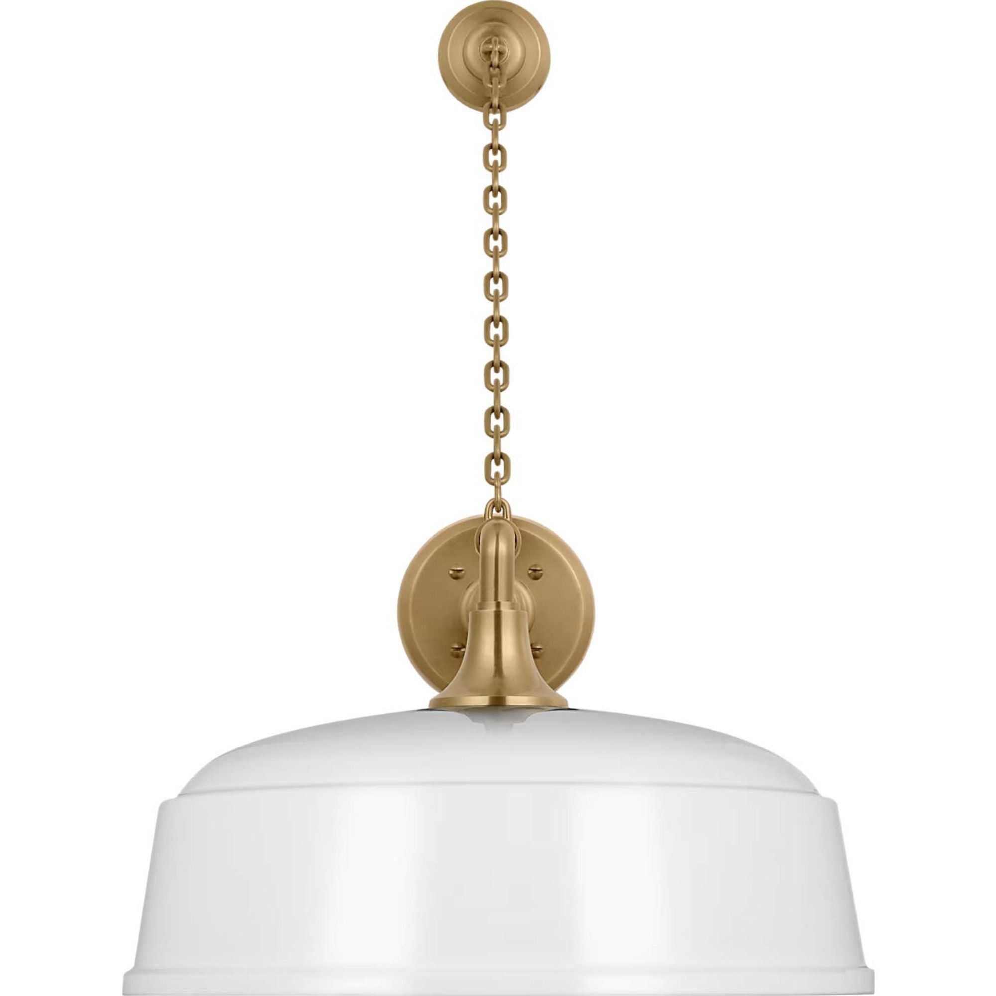 Thomas O'Brien Academy 17.5" Anchored Mack Barn Light in Hand-Rubbed Antique Brass with 16" White Rockhouse Shade W16" x H25" x E25.25"