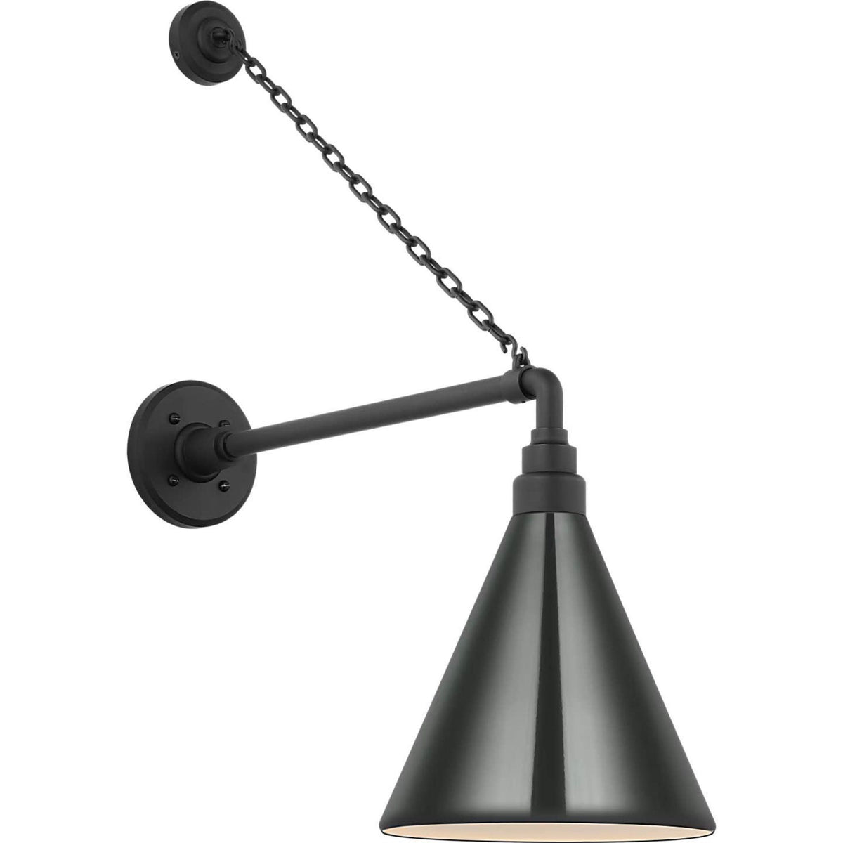 Thomas O'Brien Academy 17.5" Anchored Mack Barn Light in Matte Black with 9" Green Conical Savannah Shade W9" x H27.5" x E21.75"