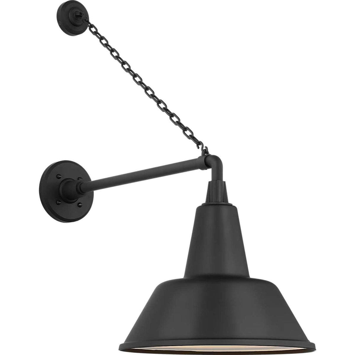 Thomas O'Brien Academy 17.5" Anchored Mack Barn Light in Matte Black with 12.5" Bowers Shade W12.5" x H27.5" x E23.5"