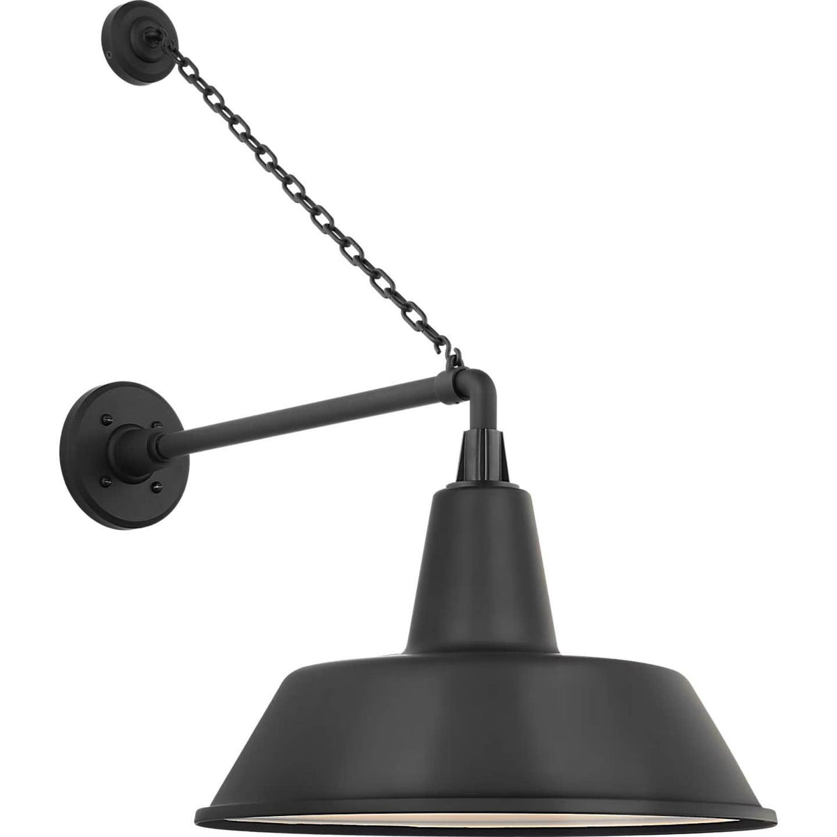 Thomas O'Brien Academy 17.5" Anchored Mack Barn Light in Matte Black with 16" Bowers Shade W16" x H27.5" x E25.25"