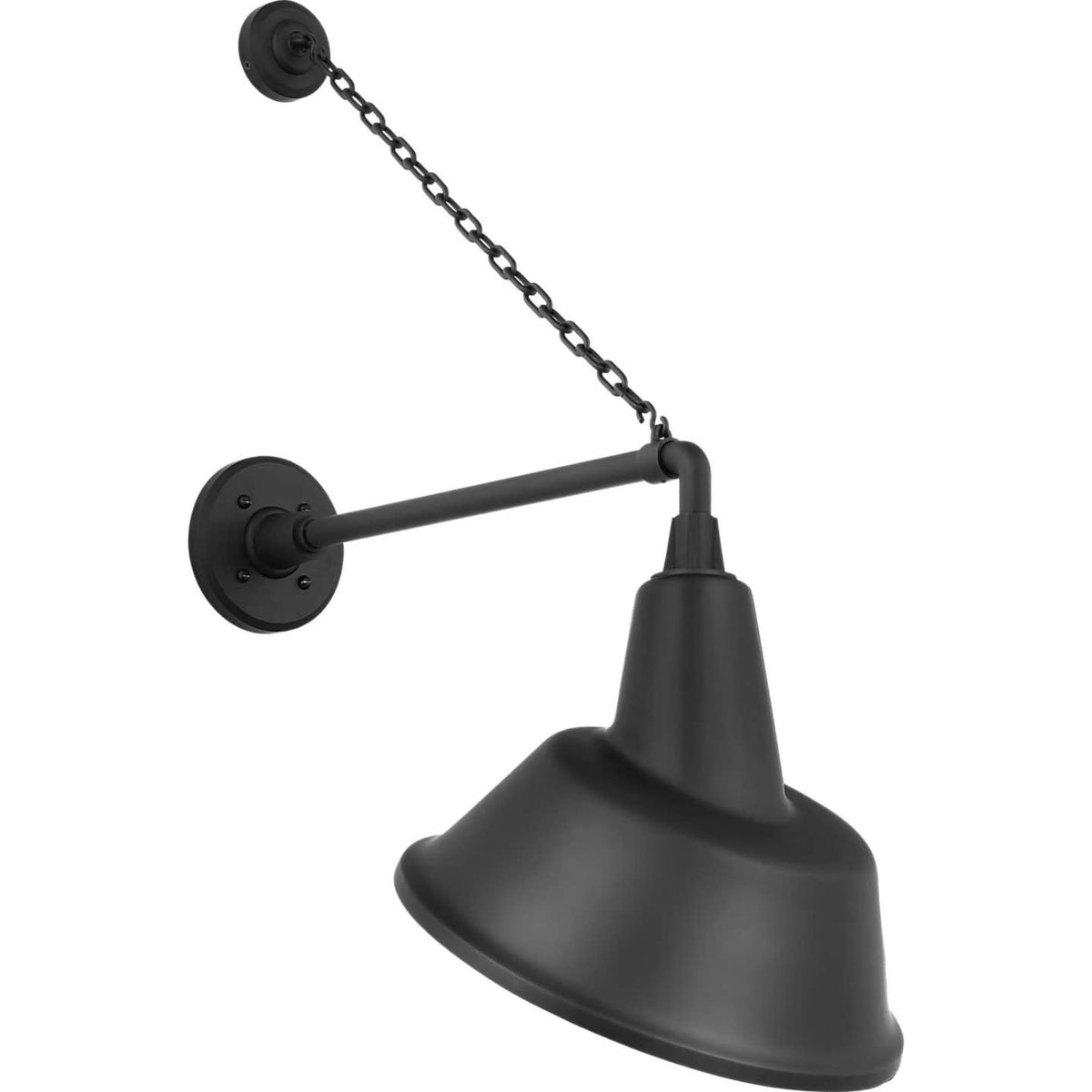 Thomas O'Brien Academy 17.5" Anchored Mack Barn Light in Matte Black with 12.5" Tilted Bowers Shade W12.5" x H30.5" x E21"