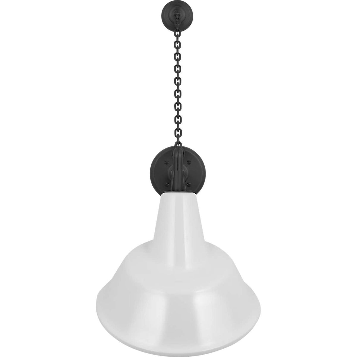 Thomas O'Brien Academy 17.5" Anchored Mack Barn Light in Matte Black with 12.5" White Tilted Bowers Shade W12.5" x H30.5" x E21"