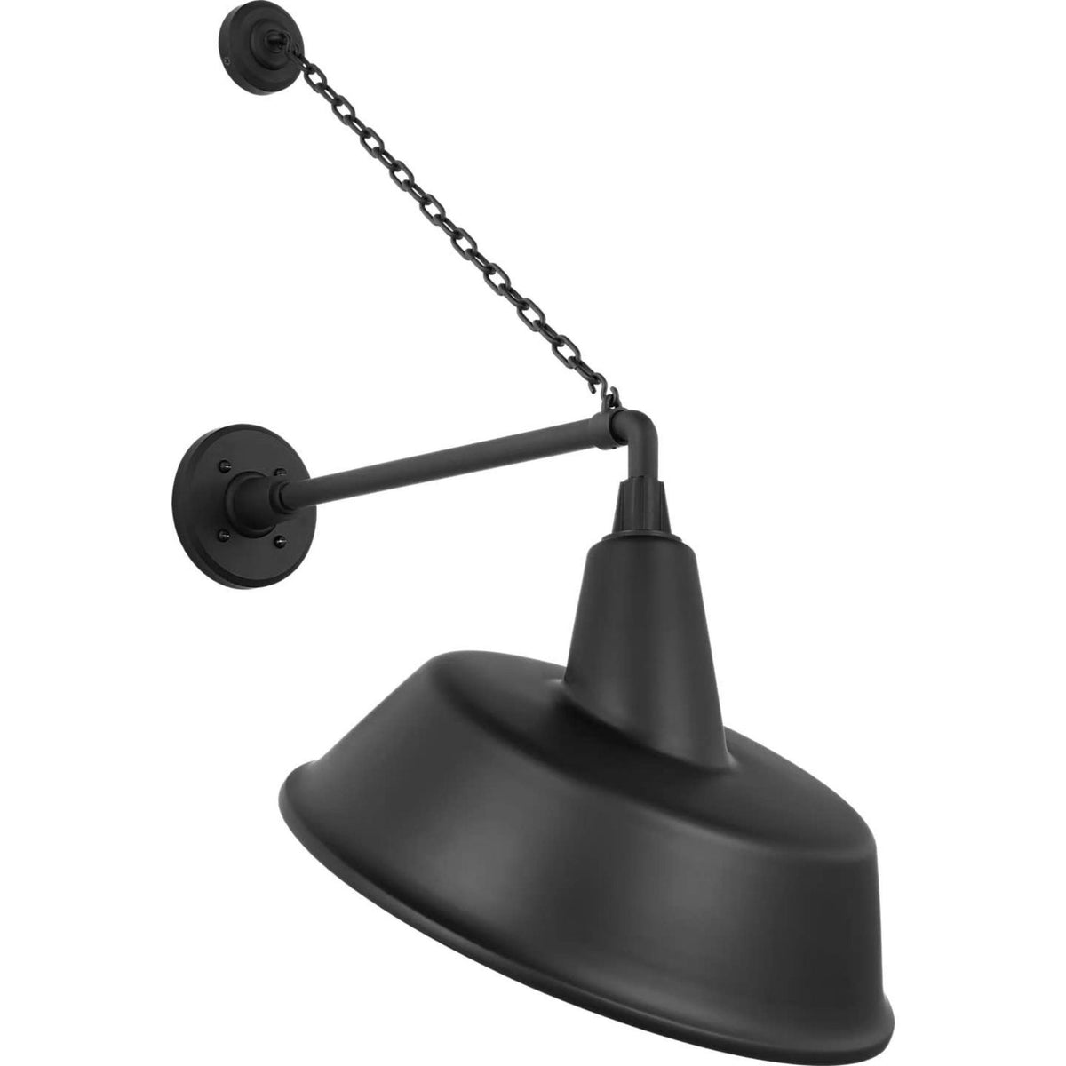 Thomas O'Brien Academy 17.5" Anchored Mack Barn Light in Matte Black with 16" Tilted Bowers Shade W16" x H31.5" x E22.25"