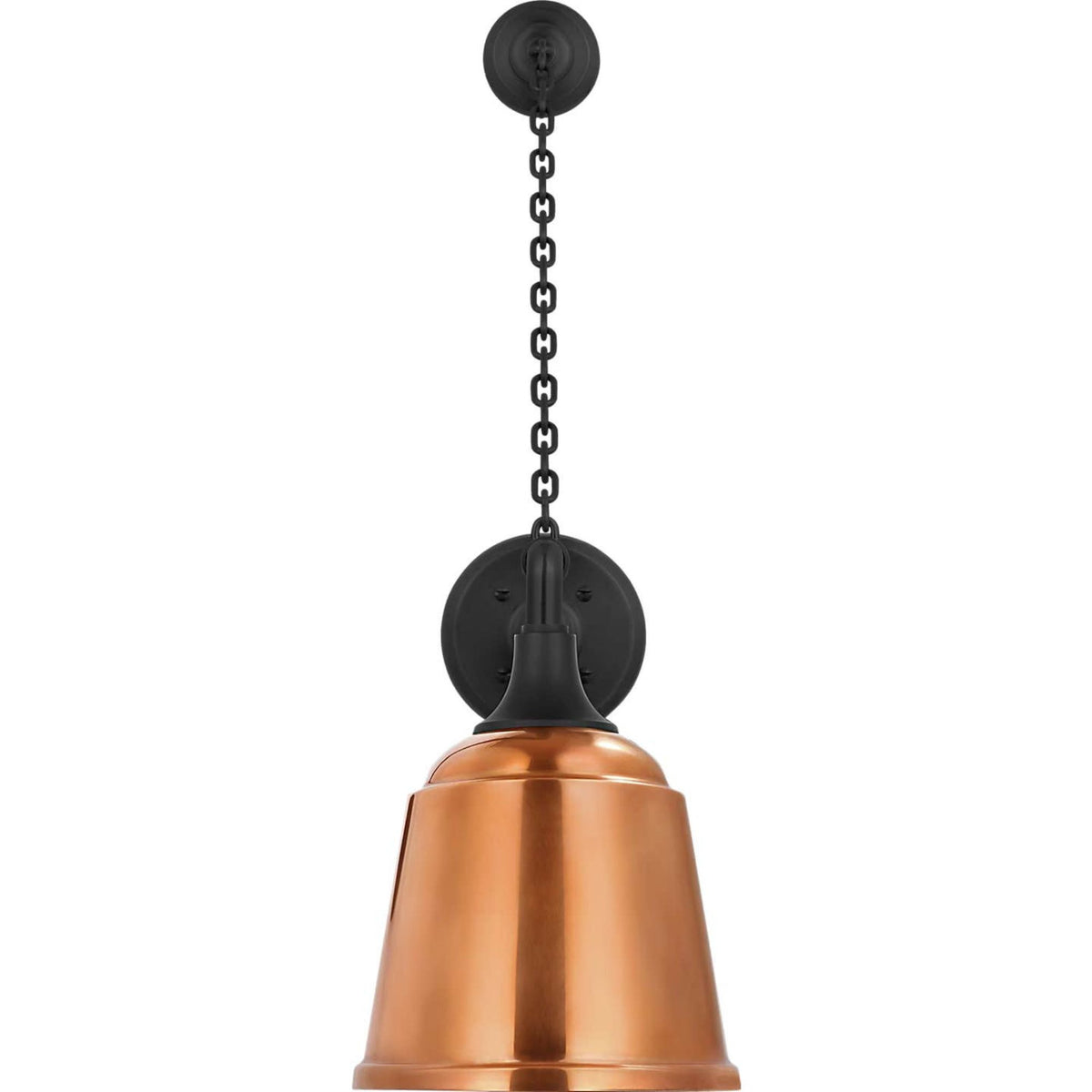 Thomas O'Brien Academy 17.5" Anchored Mack Barn Light in Matte Black with 8" Soft Copper Rockhouse Shade W8" x H26.25" x E21.25"