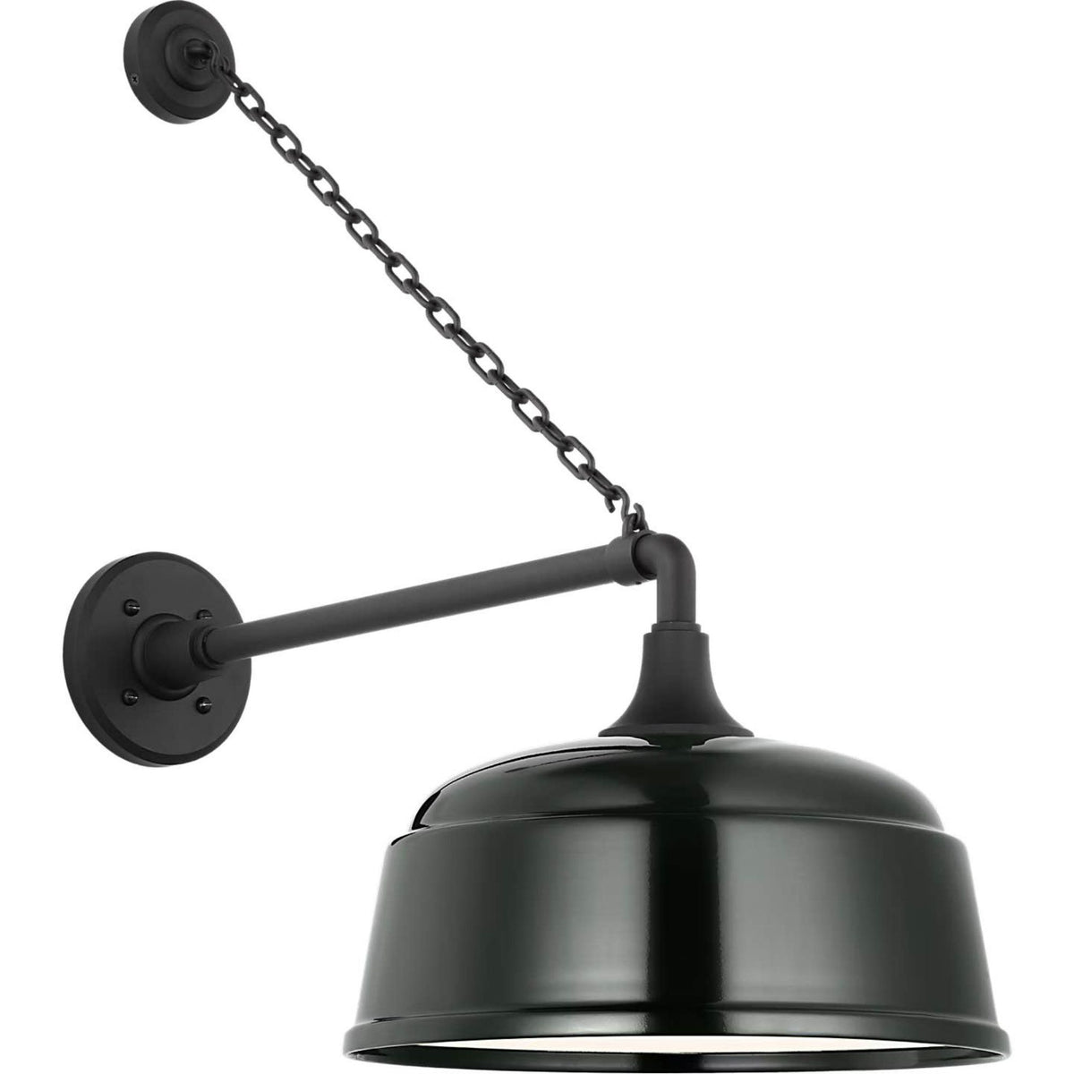 Thomas O'Brien Academy 17.5" Anchored Mack Barn Light in Matte Black with 12.5" Green Rockhouse Shade W12.5" x H25" x E23.5"