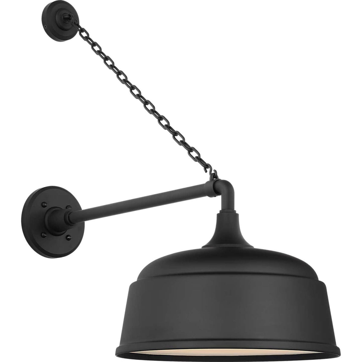 Thomas O'Brien Academy 17.5" Anchored Mack Barn Light in Matte Black with 12.5" Rockhouse Shade W12.5" x H25" x E23.5"
