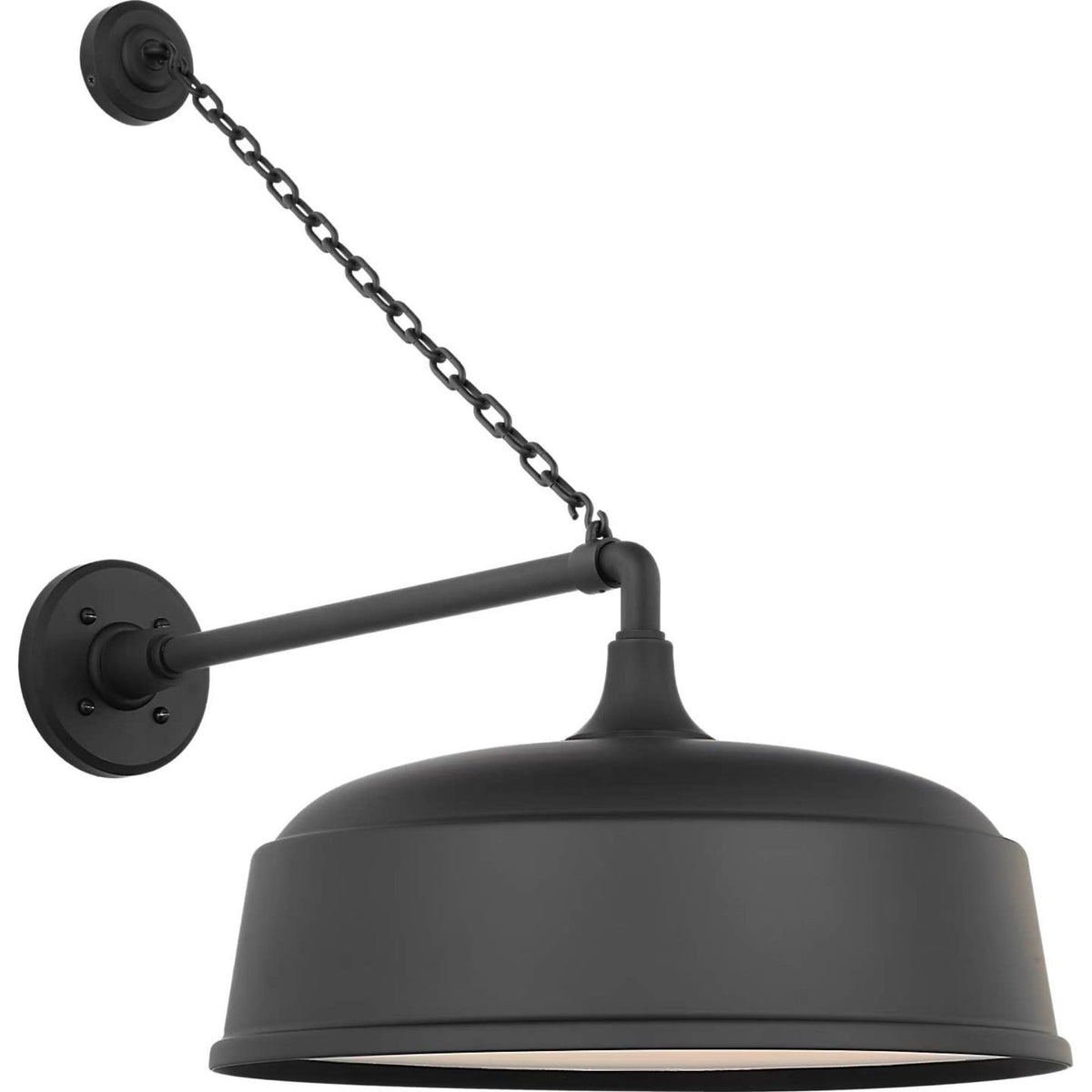 Thomas O'Brien Academy 17.5" Anchored Mack Barn Light in Matte Black with 16" Rockhouse Shade W16" x H25" x E25.25"