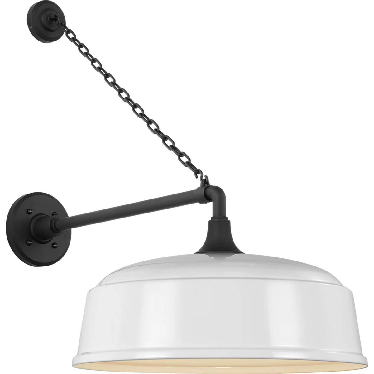 Thomas O'Brien Academy 17.5" Anchored Mack Barn Light in Matte Black with 16" White Rockhouse Shade W16" x H25" x E25.25"