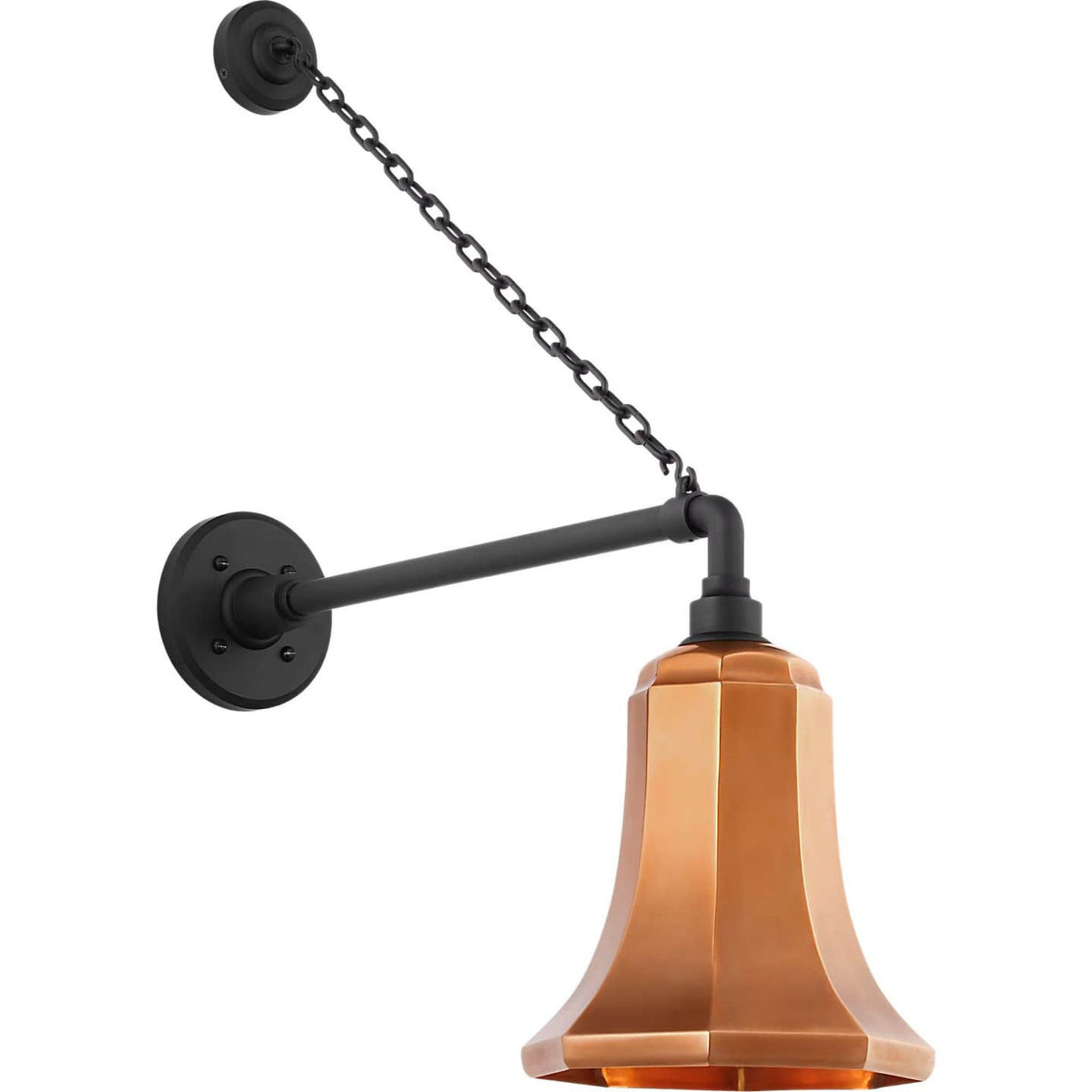 Thomas O'Brien Academy 17.5" Anchored Mack Barn Light in Matte Black with 7.5" Soft Copper Savannah Shade W7.5" x H26.75" x E21"
