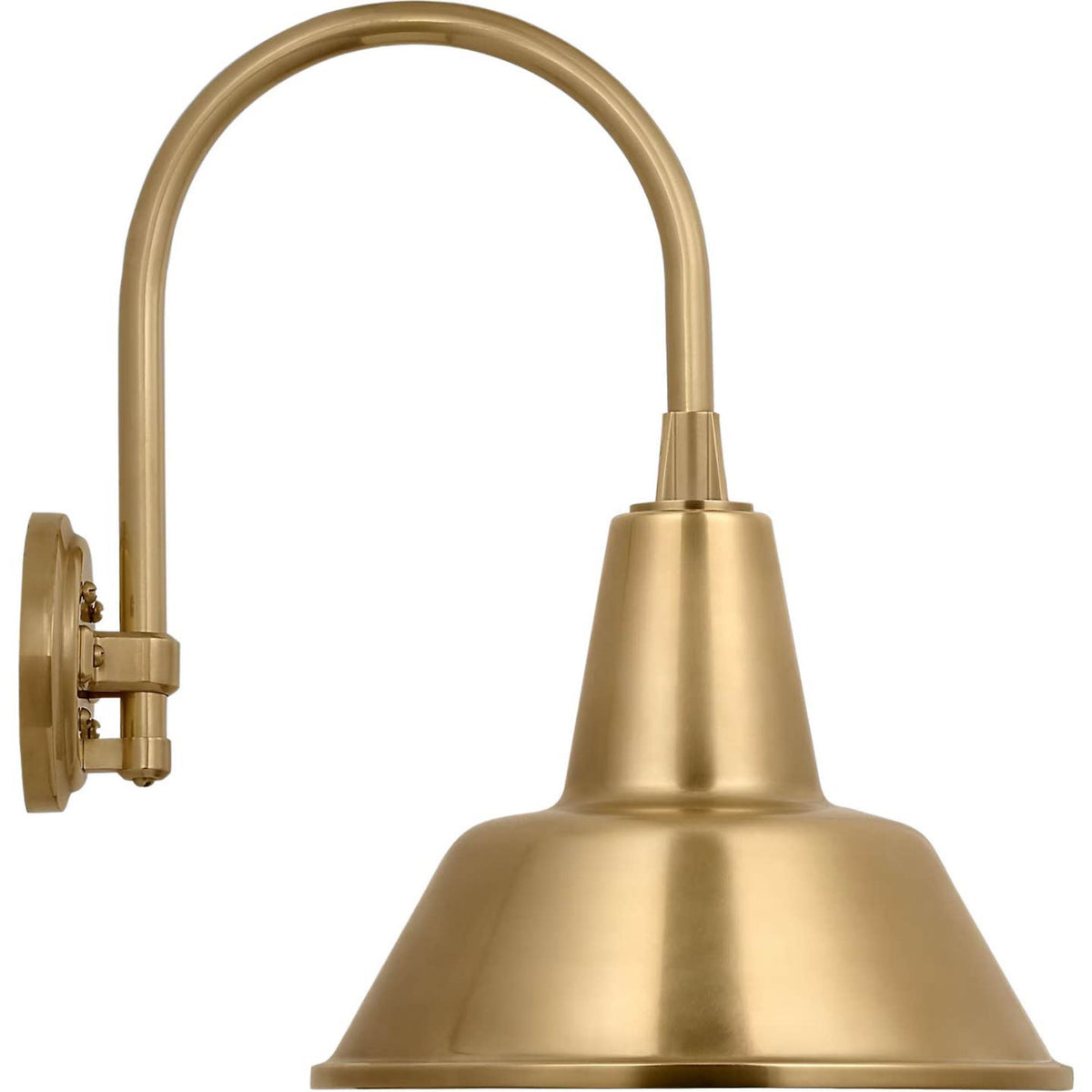 Thomas O'Brien Academy 11" Arched Mack Barn Light in Hand-Rubbed Antique Brass with 12.5" Hand-Rubbed Antique Brass Bowers Shade W12.5" x H17.5" x E16.75"