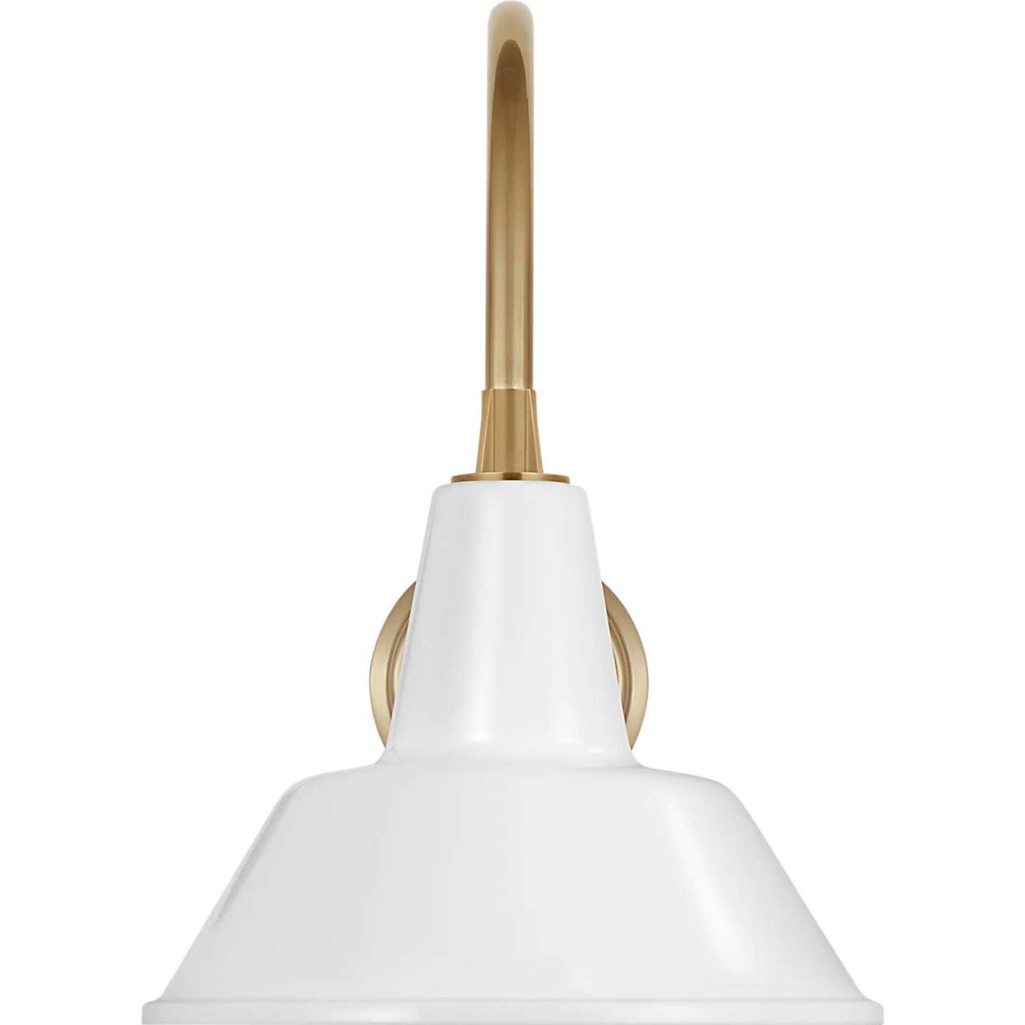 Thomas O'Brien Academy 11" Arched Mack Barn Light in Hand-Rubbed Antique Brass with 12.5" White Bowers Shade W12.5" x H17.5" x E16.75"