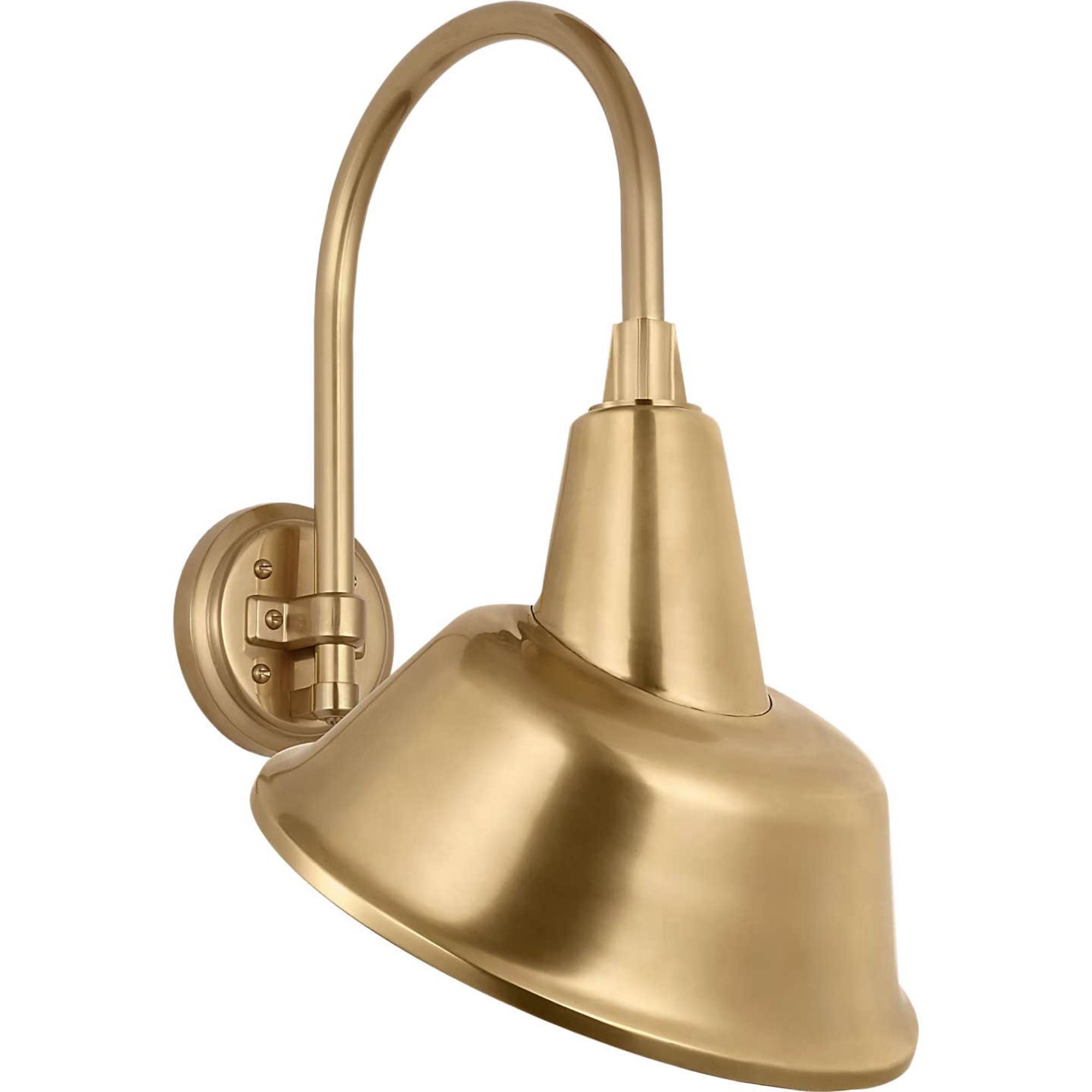 Thomas O'Brien Academy 11" Arched Mack Barn Light in Hand-Rubbed Antique Brass with 12.5" Hand-Rubbed Antique Brass Tilted Bowers Shade W12.5" x H20.5" x E14.25"