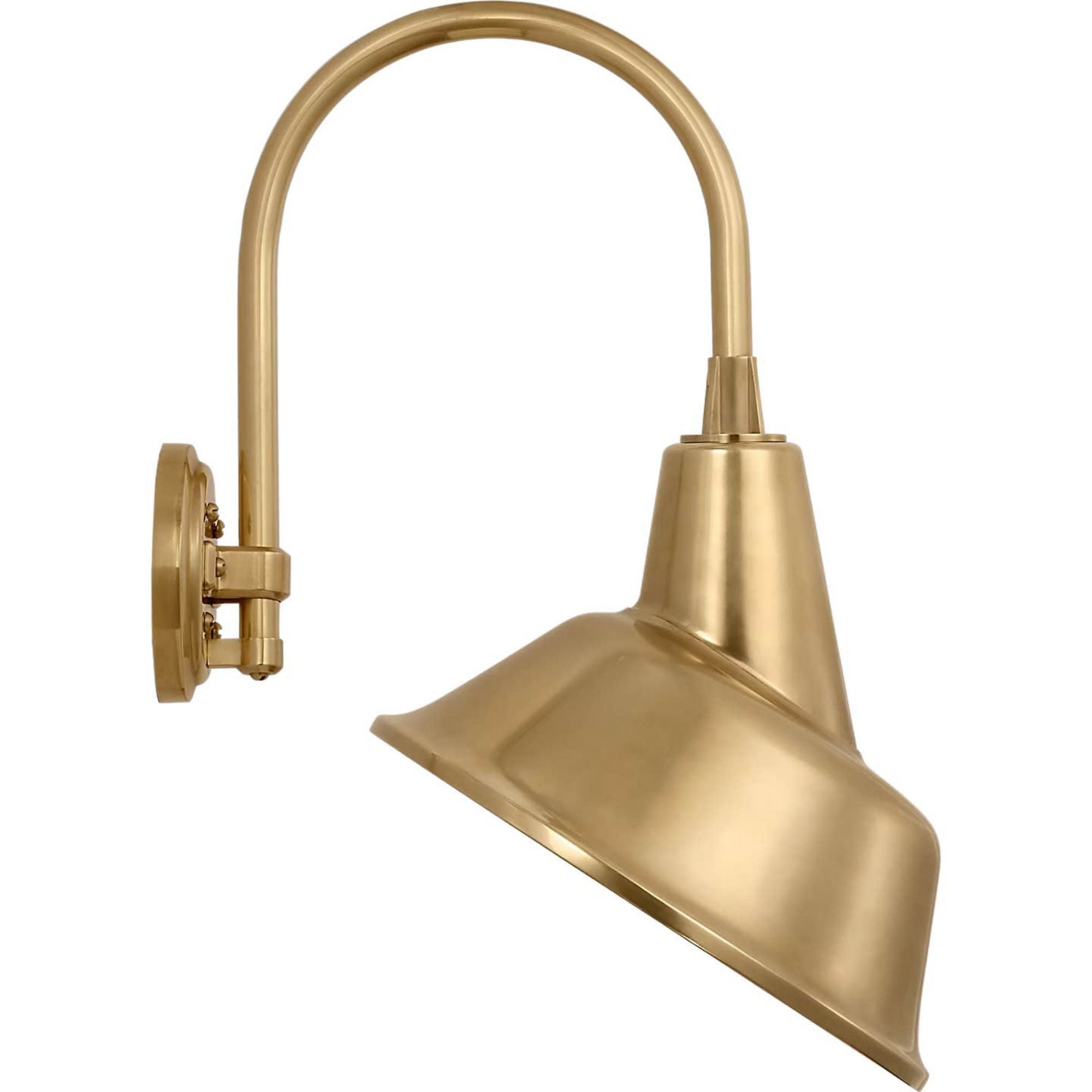 Thomas O'Brien Academy 11" Arched Mack Barn Light in Hand-Rubbed Antique Brass with 12.5" Hand-Rubbed Antique Brass Tilted Bowers Shade W12.5" x H20.5" x E14.25"
