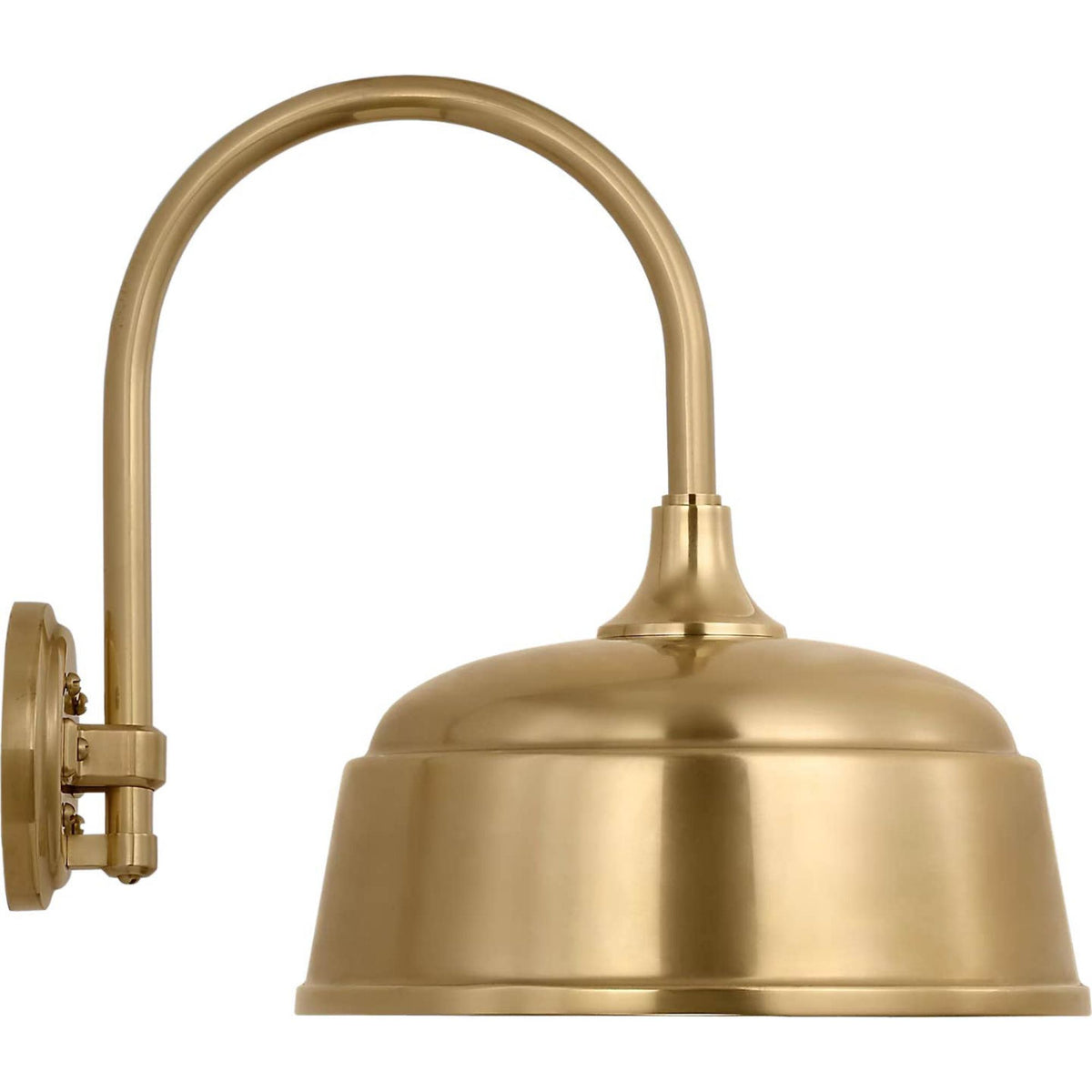 Thomas O'Brien Academy 11" Arched Mack Barn Light in Hand-Rubbed Antique Brass with 12.5" Hand-Rubbed Antique Brass Rockhouse Shade W12.5" x H15" x E16.75"
