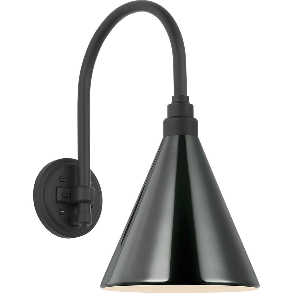 Thomas O'Brien Academy 11" Arched Mack Barn Light in Matte Black with 9" Green Conical Savannah Shade W9" x H17.5" x E15"