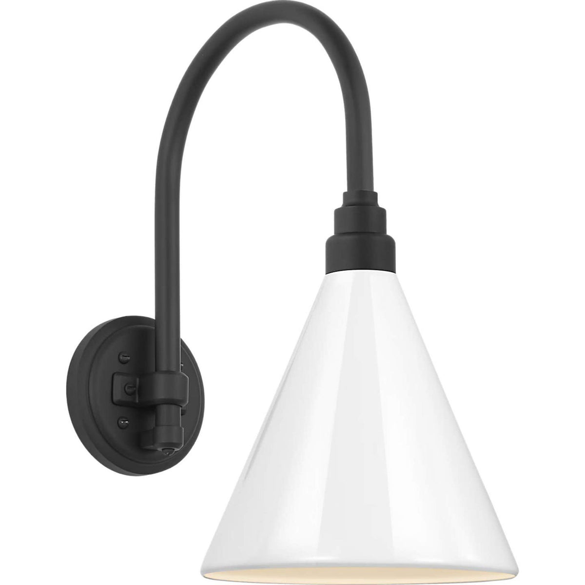 Thomas O'Brien Academy 11" Arched Mack Barn Light in Matte Black with 9" White Conical Savannah Shade W9" x H17.5" x E15"
