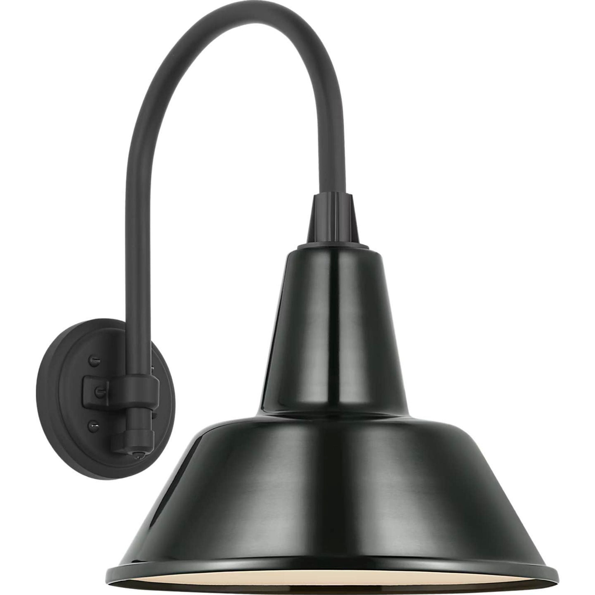 Thomas O'Brien Academy 11" Arched Mack Barn Light in Matte Black with 12.5" Green Bowers Shade W12.5" x H17.5" x E16.75"