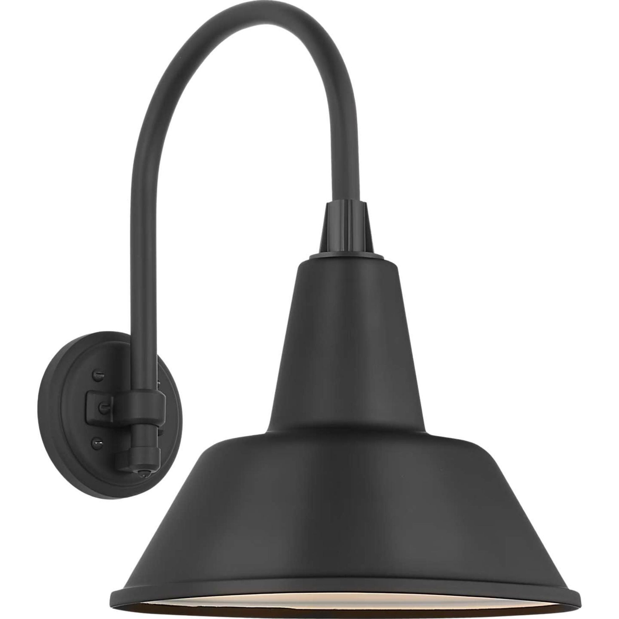 Thomas O'Brien Academy 11" Arched Mack Barn Light in Matte Black with 12.5" Matte Black Bowers Shade W12.5" x H17.5" x E16.75"