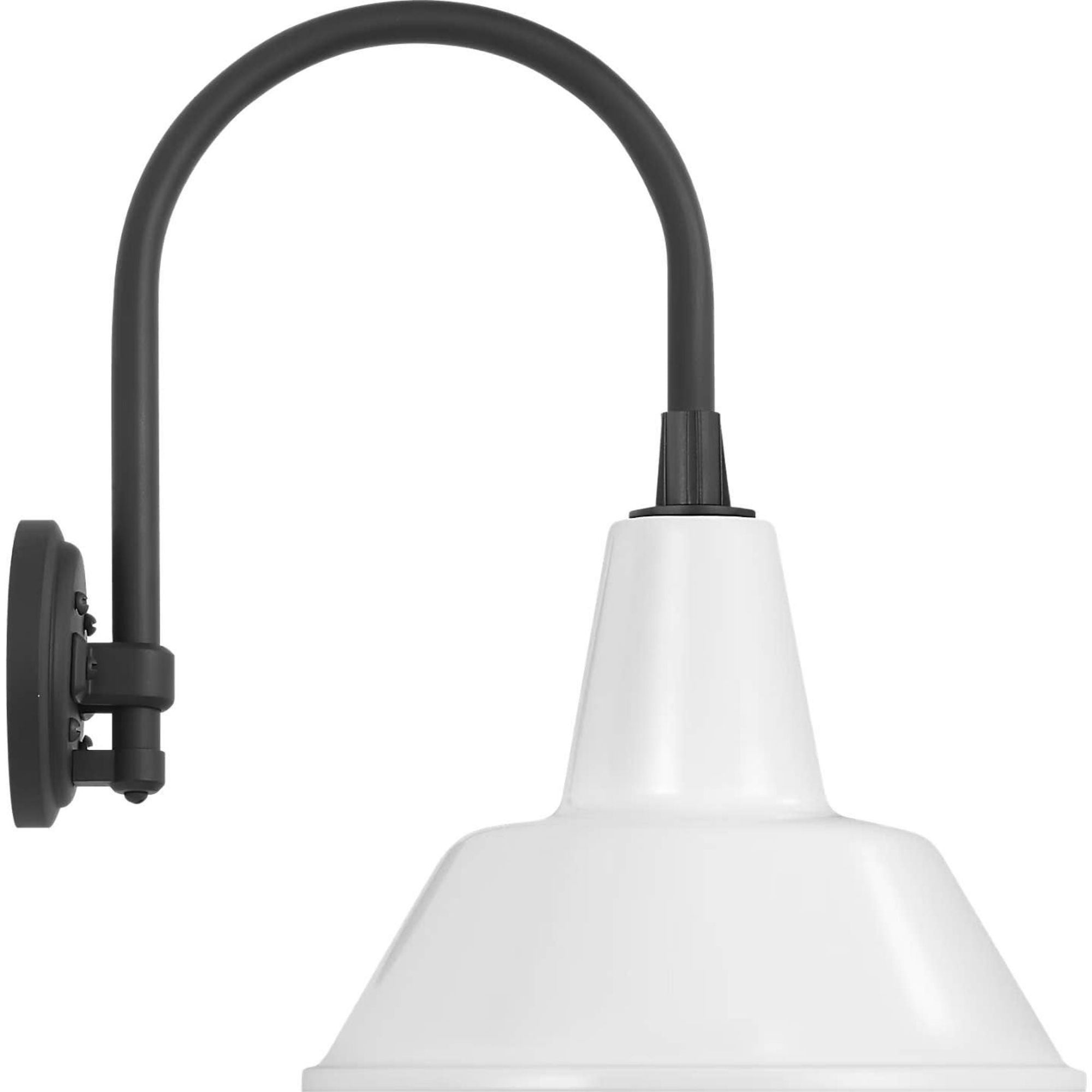 Thomas O'Brien Academy 11" Arched Mack Barn Light in Matte Black with 12.5" White Bowers Shade W12.5" x H17.5" x E16.75"