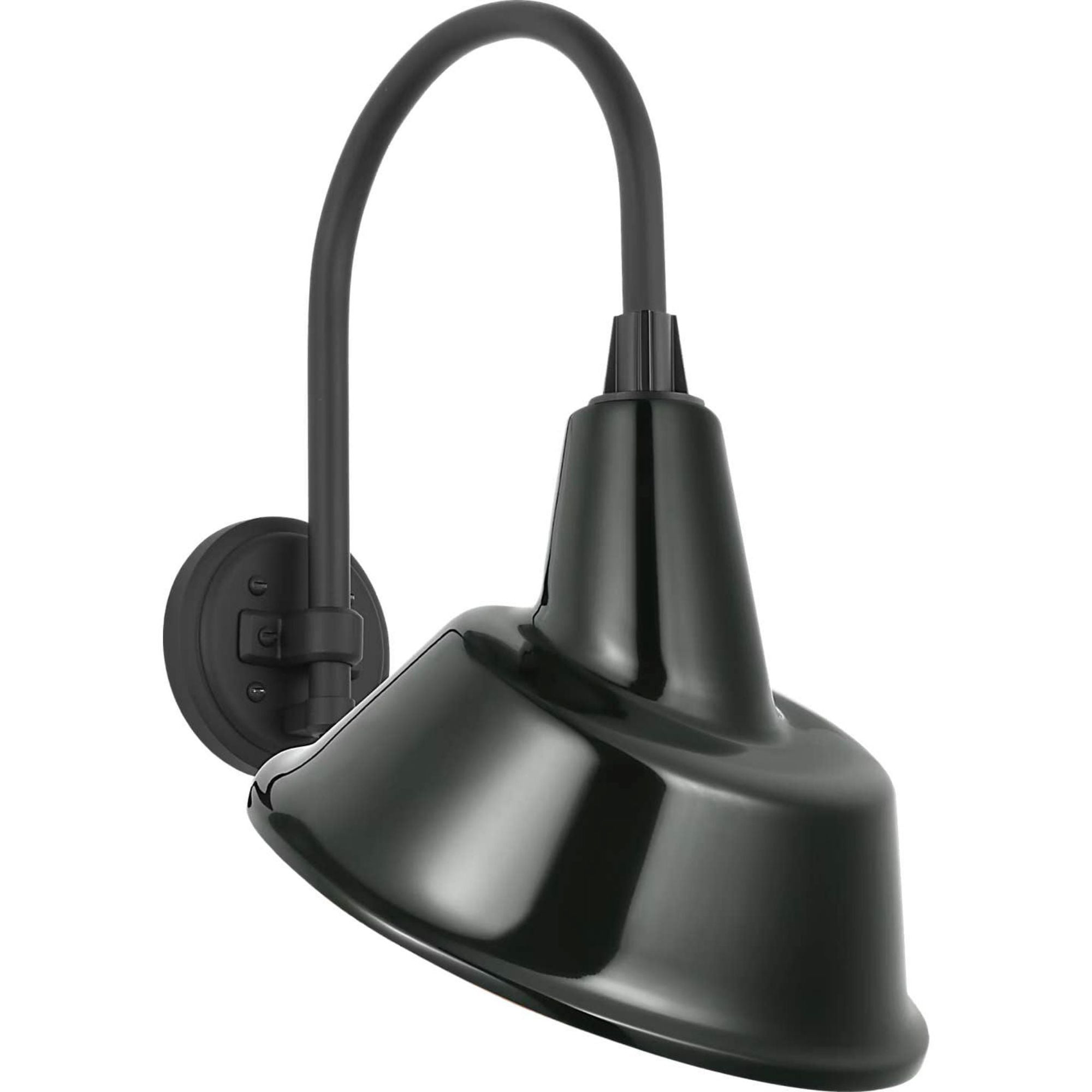 Thomas O'Brien Academy 11" Arched Mack Barn Light in Matte Black with 12.5" Green Tilted Bowers Shade W12.5" x H20.5" x E14.25"