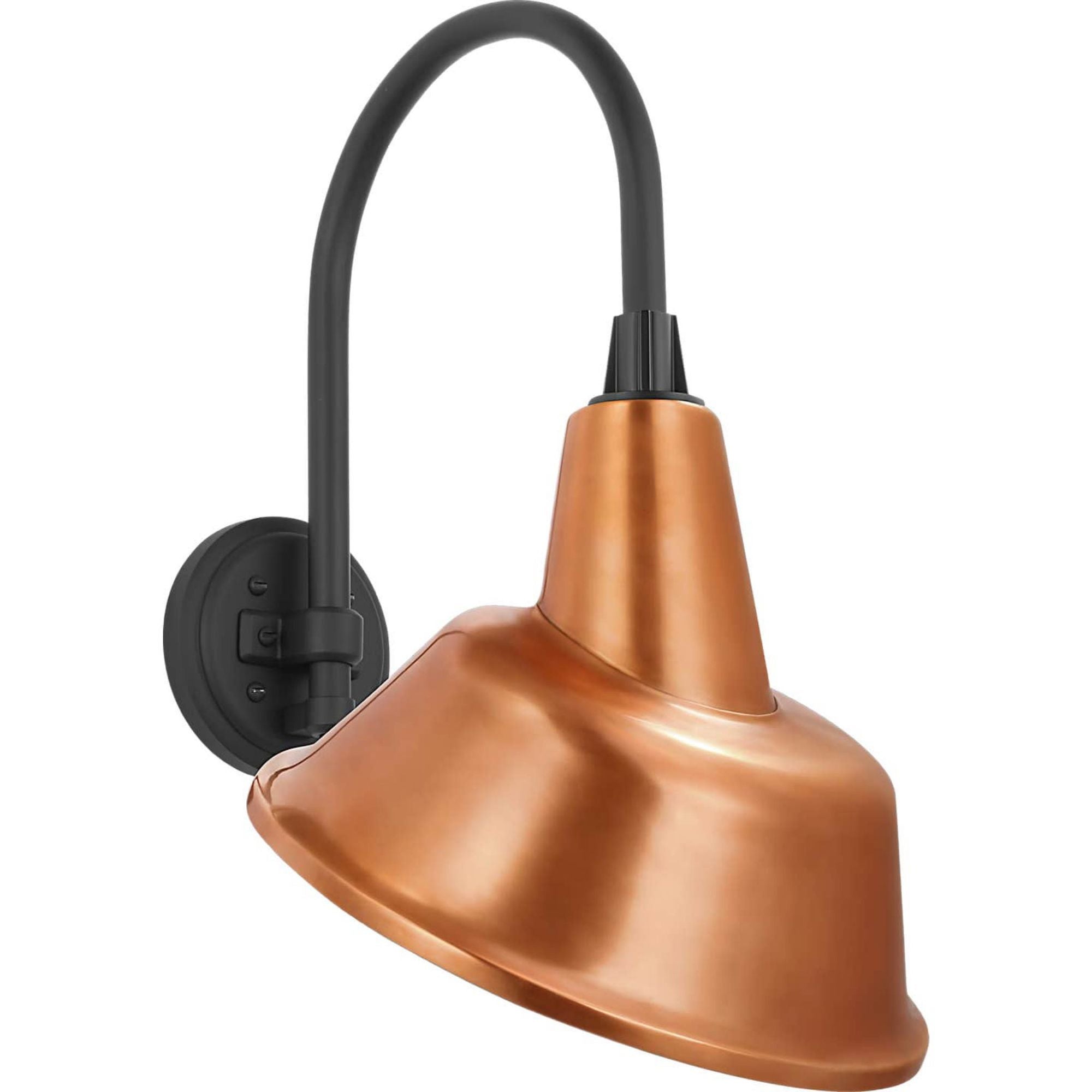Thomas O'Brien Academy 11" Arched Mack Barn Light in Matte Black with 12.5" Soft Copper Tilted Bowers Shade W12.5" x H20.5" x E14.25"