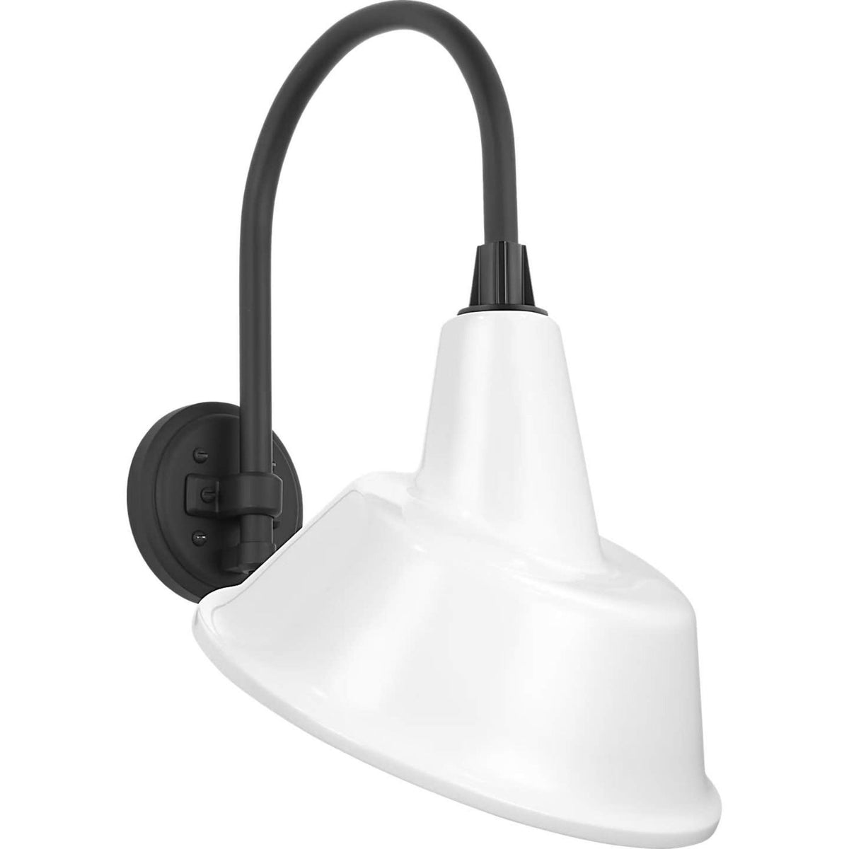 Thomas O'Brien Academy 11" Arched Mack Barn Light in Matte Black with 12.5" White Tilted Bowers Shade W12.5" x H20.5" x E14.25"