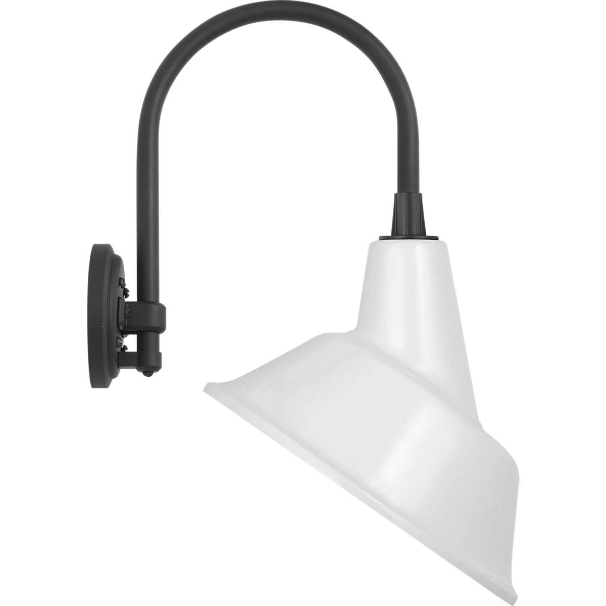 Thomas O'Brien Academy 11" Arched Mack Barn Light in Matte Black with 12.5" White Tilted Bowers Shade W12.5" x H20.5" x E14.25"
