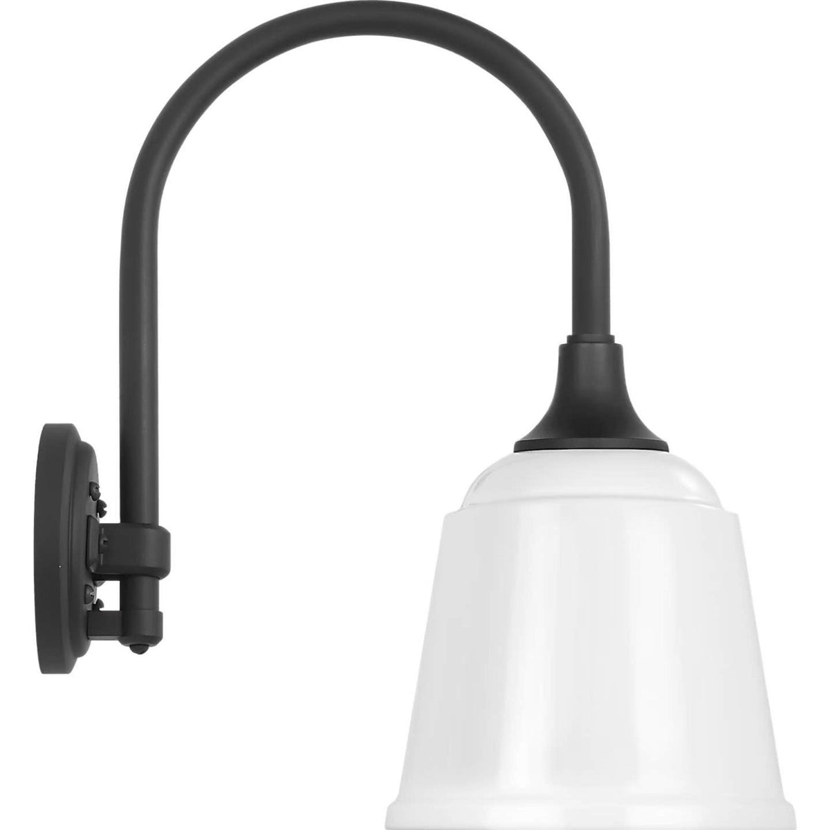 Thomas O'Brien Academy 11" Arched Mack Barn Light in Matte Black with 8" White Rockhouse Shade W8" x H16.25" x E14.5"