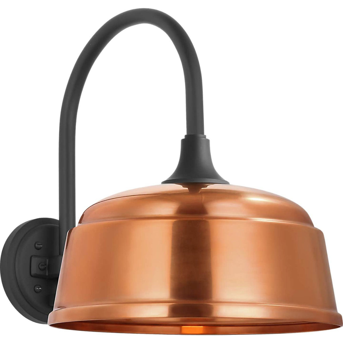 Thomas O'Brien Academy 11" Arched Mack Barn Light in Matte Black with 12.5" Soft Copper Rockhouse Shade W12.5" x H15" x E16.75"