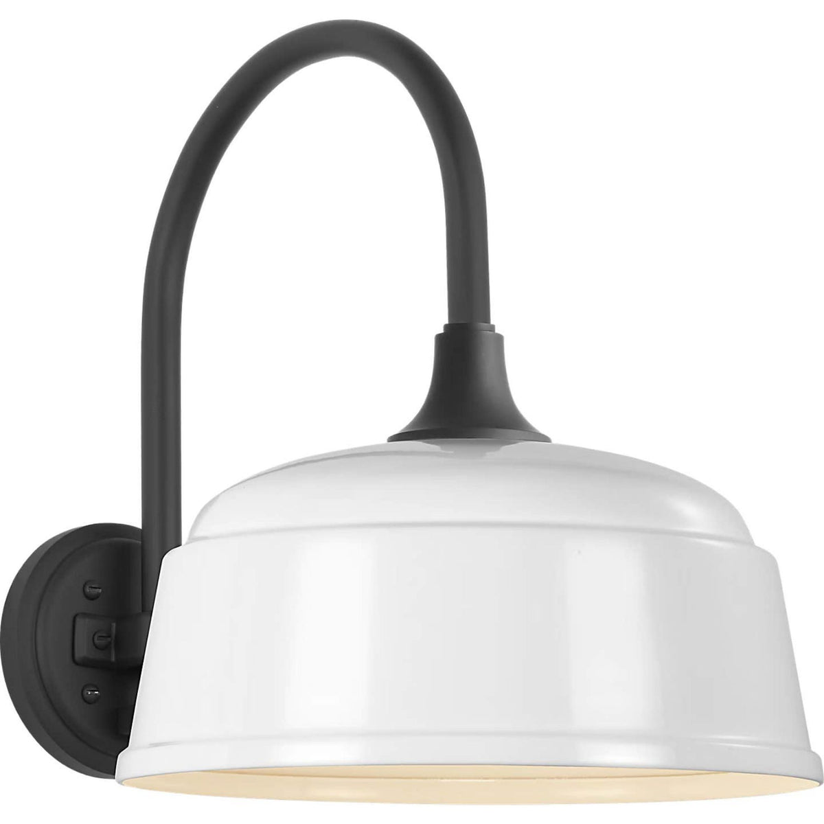 Thomas O'Brien Academy 11" Arched Mack Barn Light in Matte Black with 12.5" White Rockhouse Shade W12.5" x H15" x E16.75"