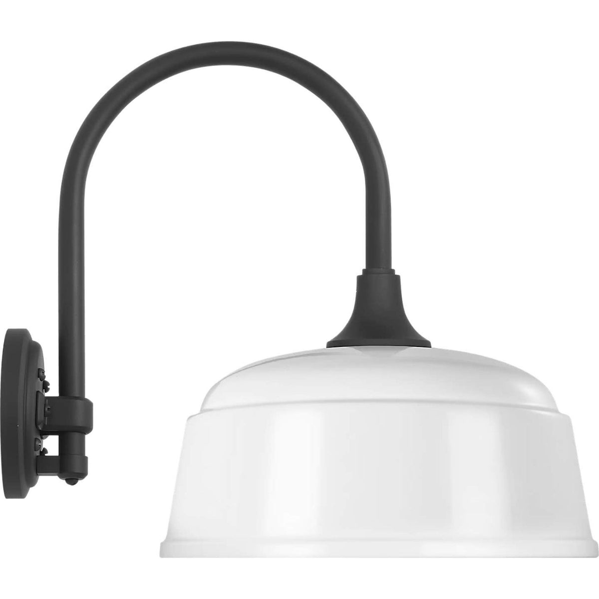 Thomas O'Brien Academy 11" Arched Mack Barn Light in Matte Black with 12.5" White Rockhouse Shade W12.5" x H15" x E16.75"