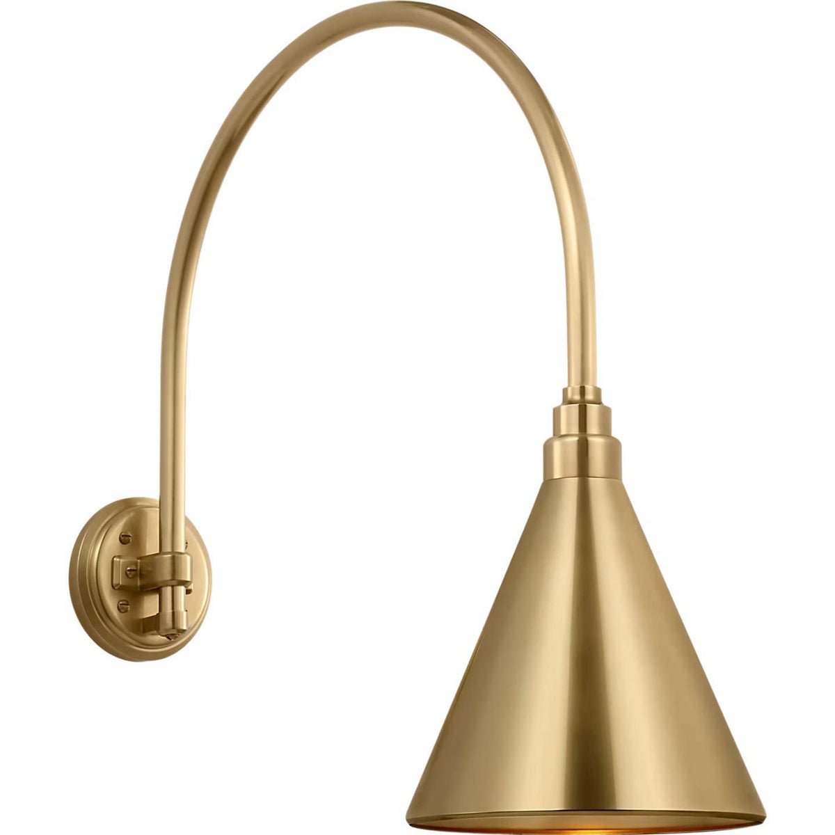 Thomas O'Brien Academy 19.5" Arched Mack Barn Light in Hand-Rubbed Antique Brass with 9" Conical Savannah Shade W9" x H22.25" x E23.5"