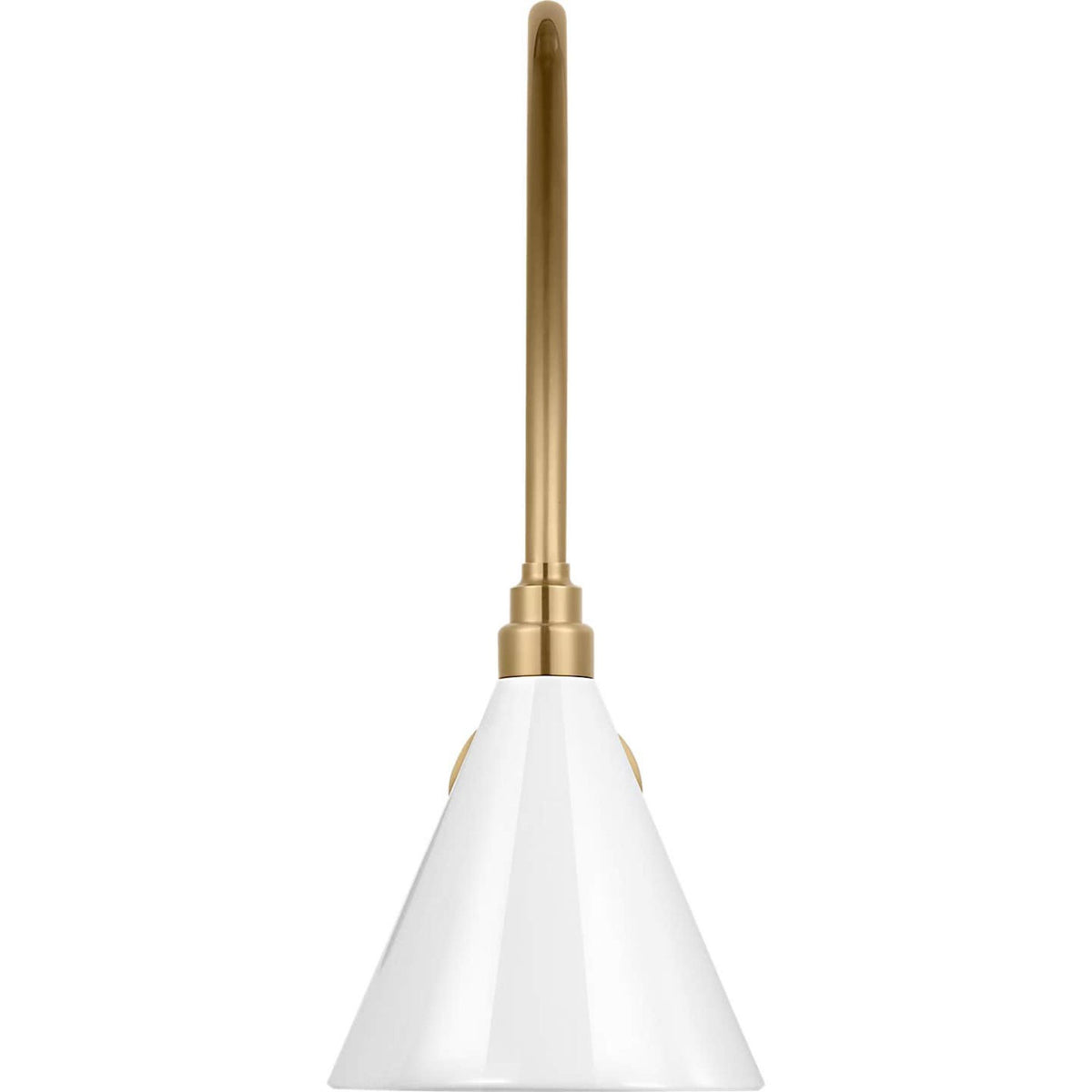 Thomas O'Brien Academy 19.5" Arched Mack Barn Light in Hand-Rubbed Antique Brass with 9" White Conical Savannah Shade W9" x H22.25" x E23.5"