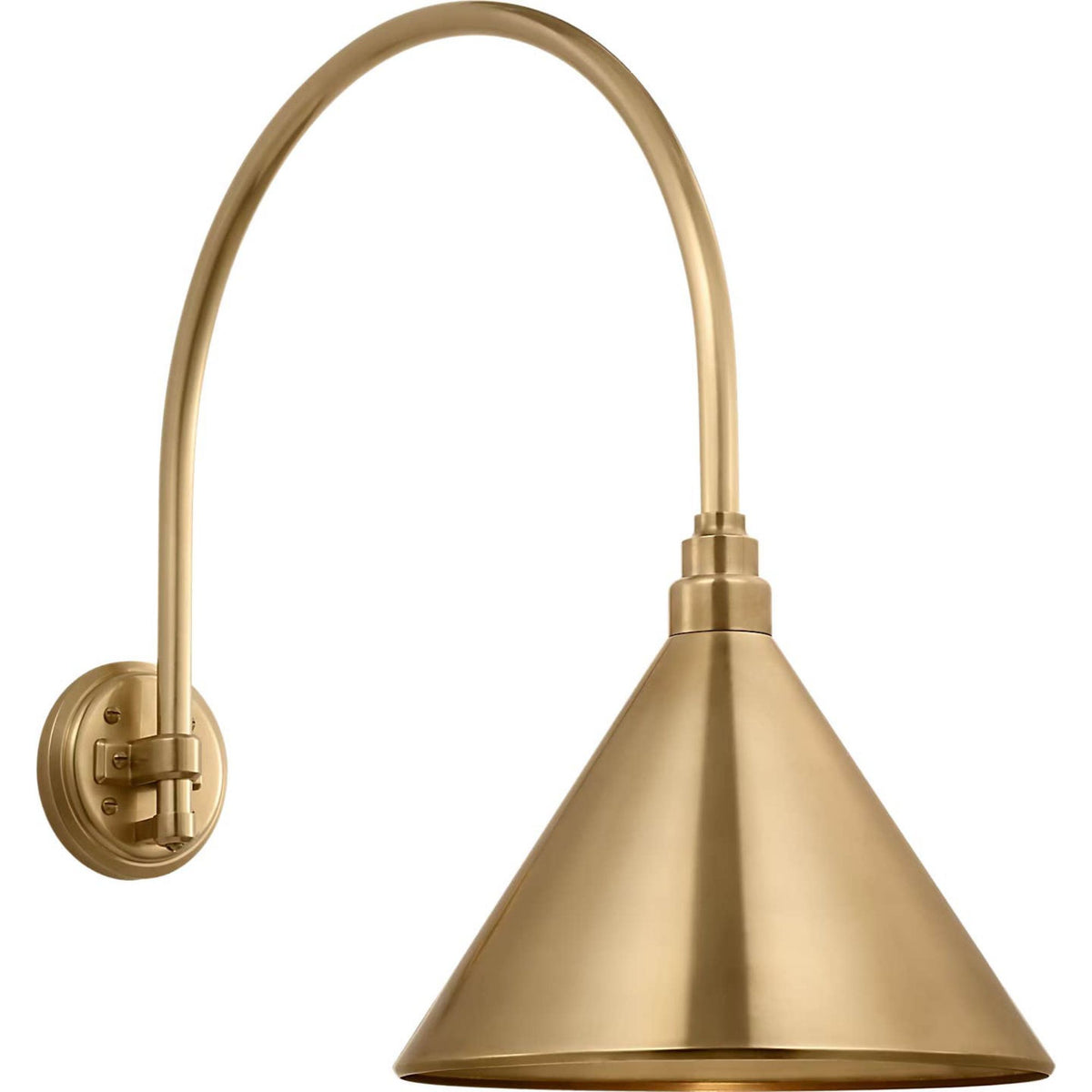 Thomas O'Brien Academy 19.5" Arched Mack Barn Light in Hand-Rubbed Antique Brass with 12.5" Conical Savannah Shade W12.5" x H22.25" x E25.25"