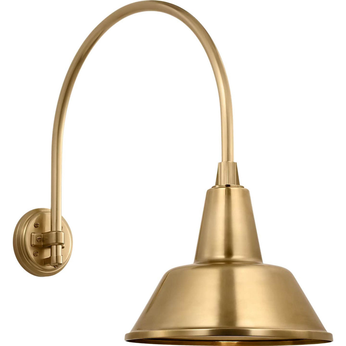 Thomas O'Brien Academy 19.5" Arched Mack Barn Light in Hand-Rubbed Antique Brass with 12.5" Bowers Shade W12.5" x H22" x E25.25"