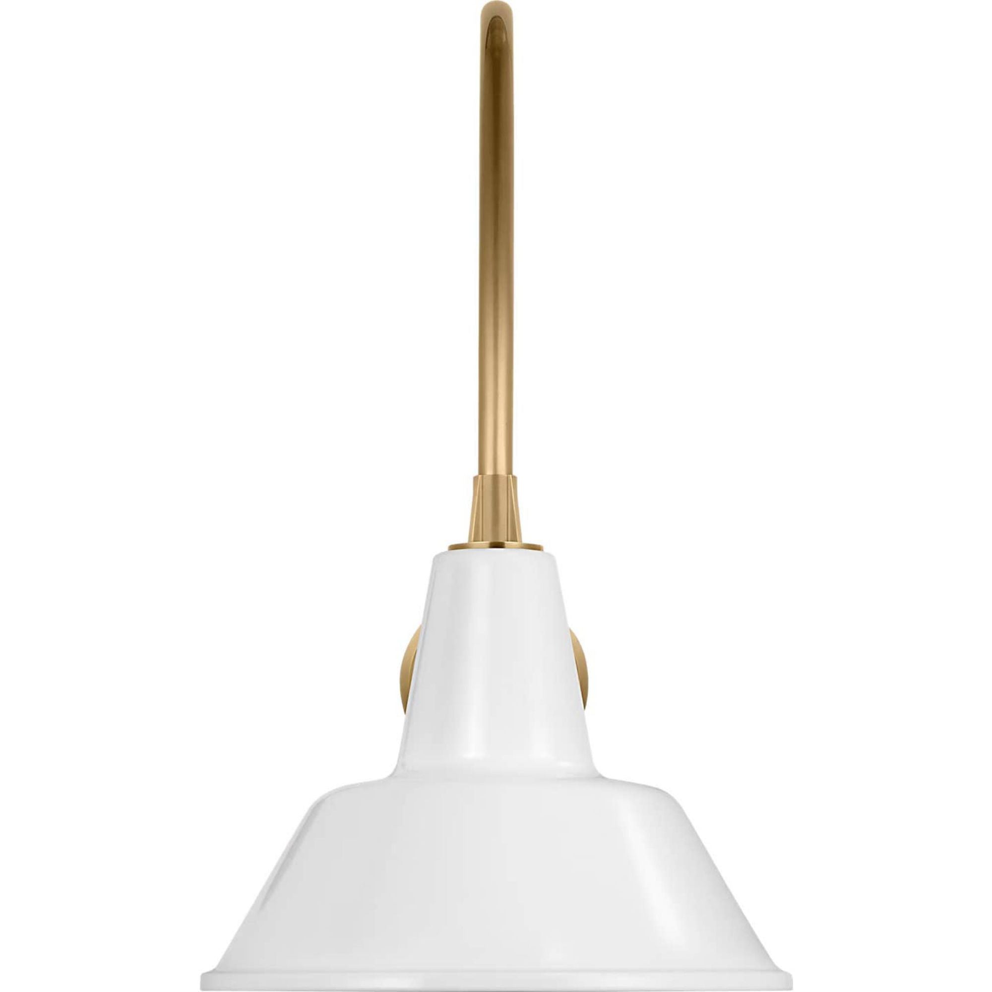 Thomas O'Brien Academy 19.5" Arched Mack Barn Light in Hand-Rubbed Antique Brass with 12.5" White Bowers Shade W12.5" x H22" x E25.25"