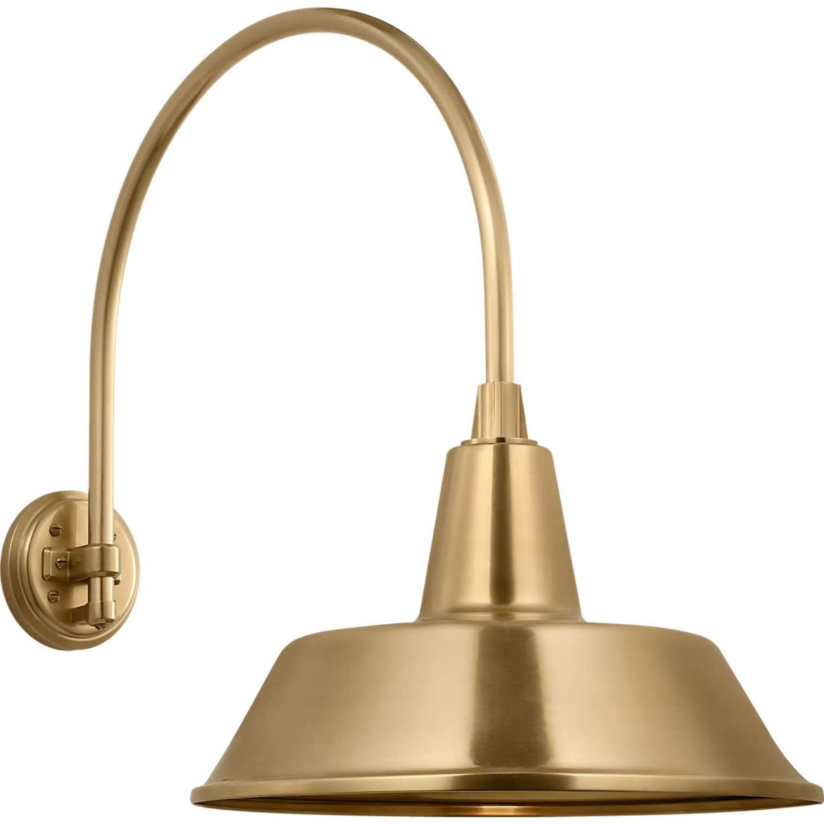 Thomas O'Brien Academy 19.5" Arched Mack Barn Light in Hand-Rubbed Antique Brass with 16" Bowers Shade W16" x H22" x E27"