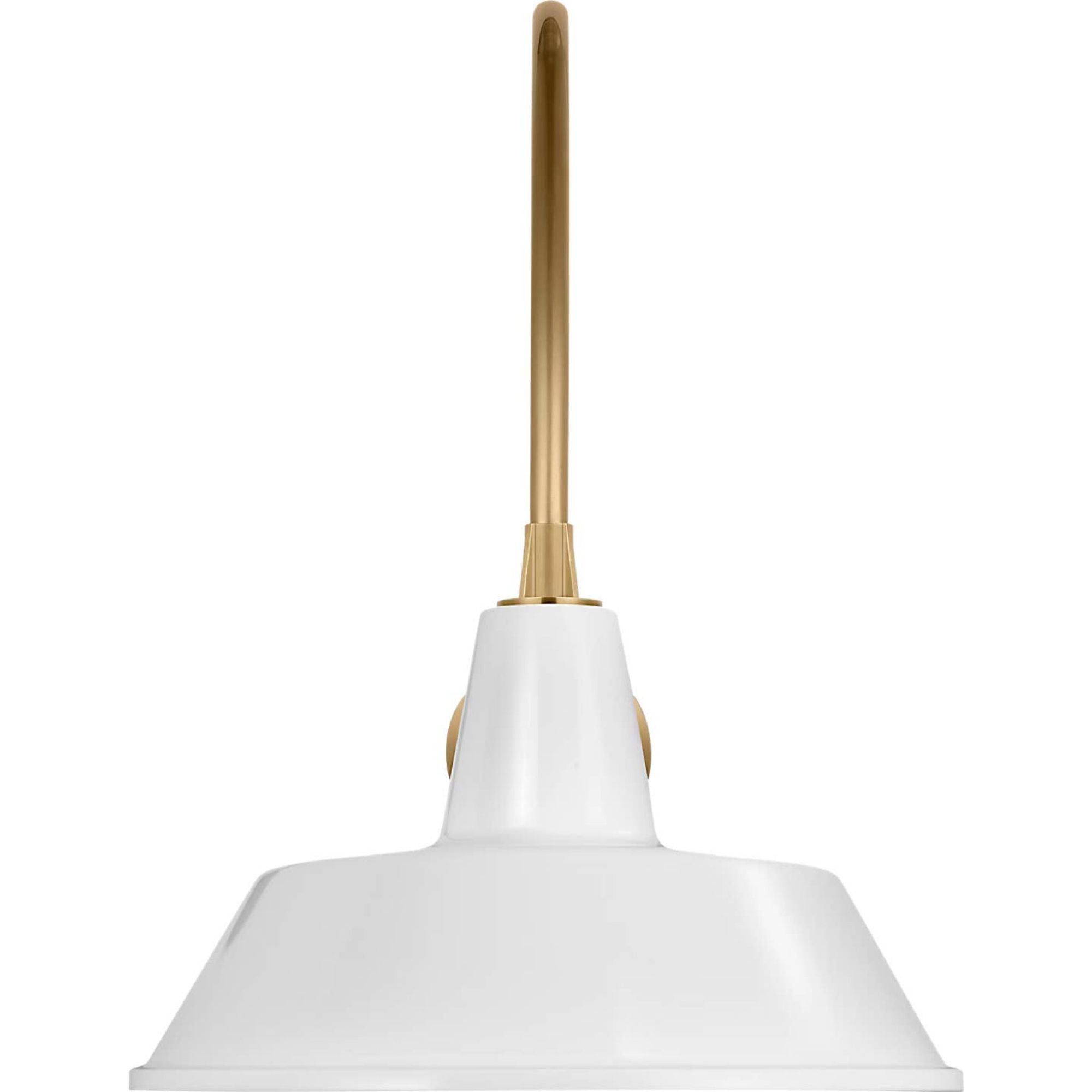 Thomas O'Brien Academy 19.5" Arched Mack Barn Light in Hand-Rubbed Antique Brass with 16" White Bowers Shade W16" x H22" x E27"