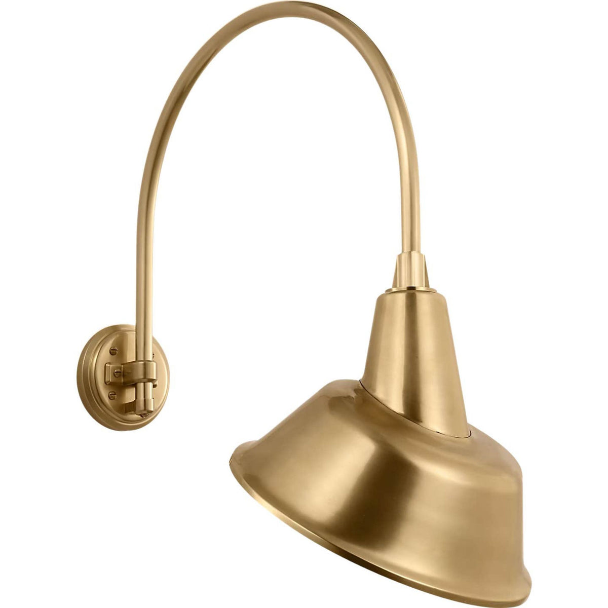Thomas O'Brien Academy 19.5" Arched Mack Barn Light in Hand-Rubbed Antique Brass with 12.5" Tilted Bowers Shade W12.5" x H25" x E22.75"