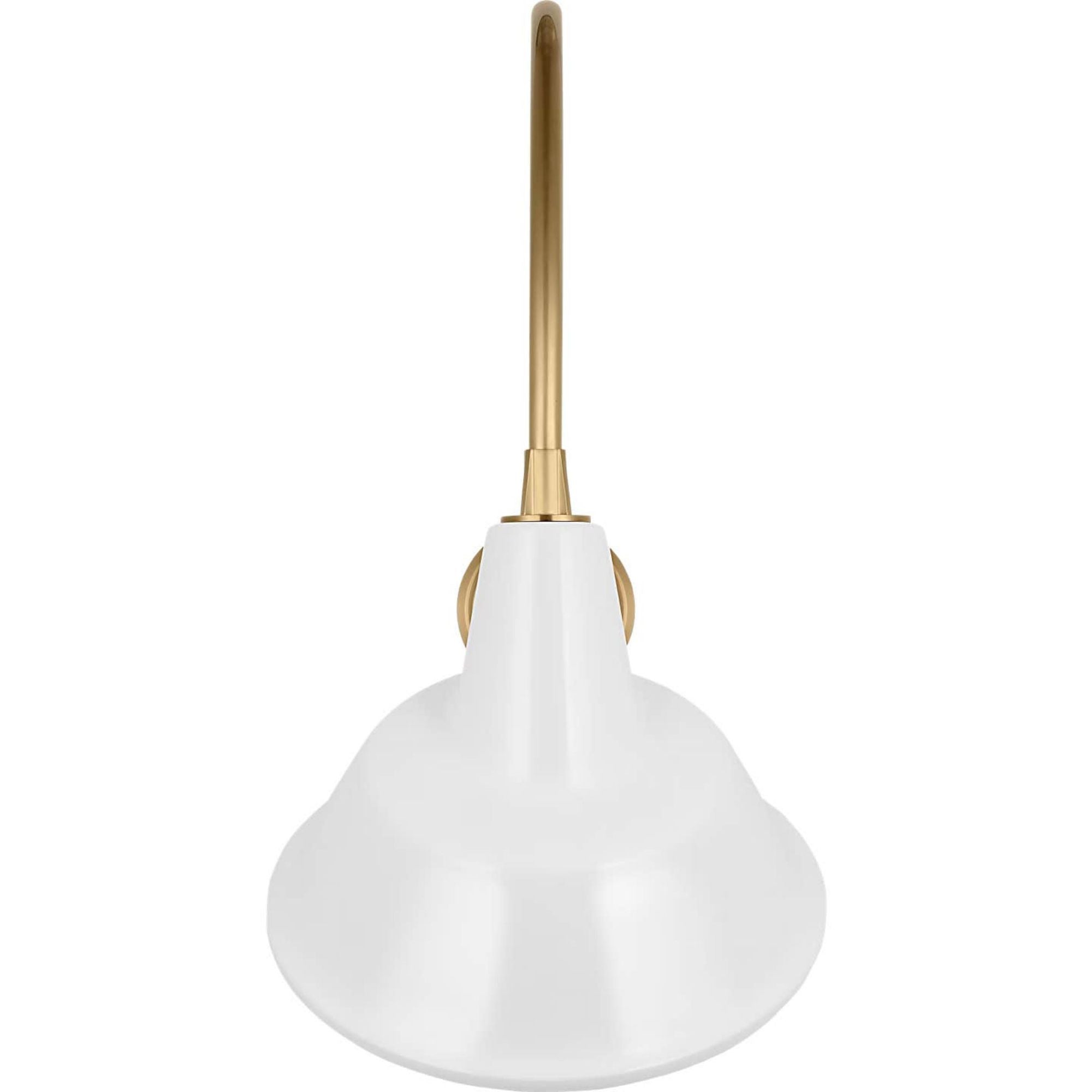 Thomas O'Brien Academy 19.5" Arched Mack Barn Light in Hand-Rubbed Antique Brass with 12.5" White Tilted Bowers Shade W12.5" x H25" x E22.75"