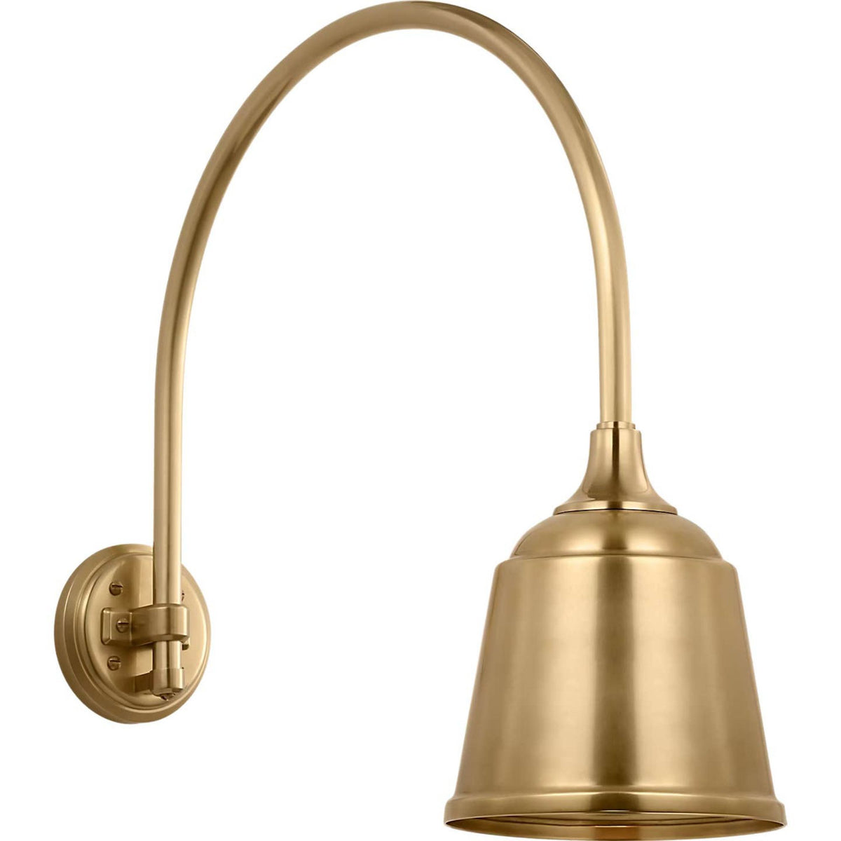 Thomas O'Brien Academy 19.5" Arched Mack Barn Light in Hand-Rubbed Antique Brass with 8" Rockhouse Shade W8" x H21" x E23"